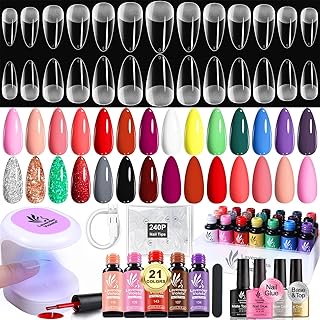 LAVENDER VIOLETS Gel Nail Kit 240 Pcs Short Almond Nail Tips Extension, ...