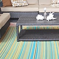 Vista 39 de Fab Habitat - Tapete de plástico reciclado para exteriores, impermeable, resistente a la decoloración y a las arrugas, a rayas, para patio, terraza