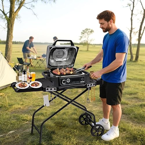 Miniatura 8 de Soporte de parrilla portátil para Ninja OG700 OG701 OG705 OG750 OG751BRN Series, soporte de parrilla plegable para parrilla Ninja Woodfire al aire