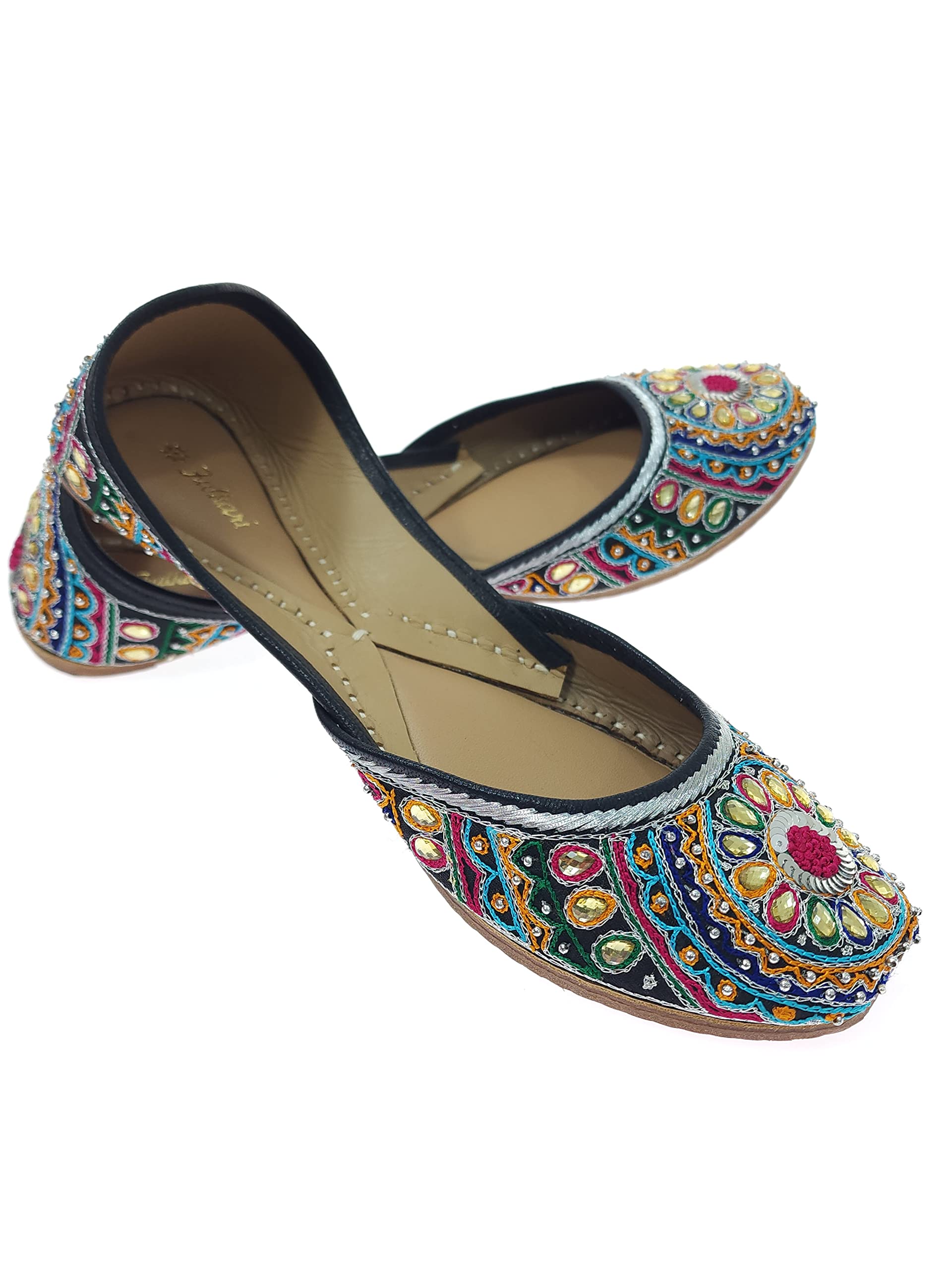 Women's Blanket Genuine Soft Leather Embroidered Jutis | Bite and Pinch Free Jutti | Punjabi Formal Juttis | Girl's Wedding Flat Ladies Mojari | Formal Ethnic Juti |-image-40