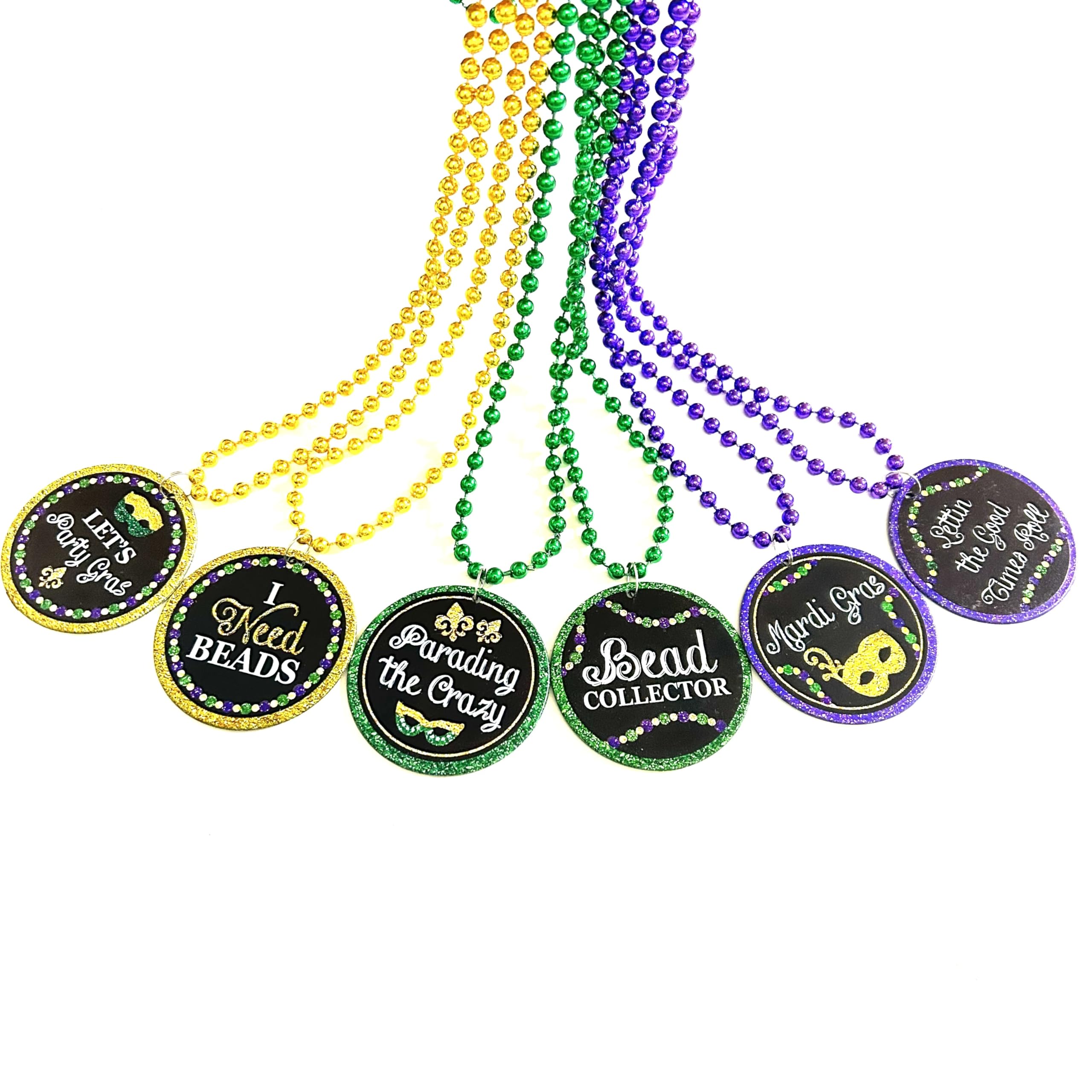 YSPPF 12 Pcs Mardi Gras Beads Necklaces Purple Green Gold Mardi Gras Parade Throw Beads Party Decorations