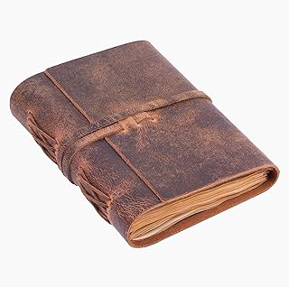 Lined Paper Leather Bound Journal-260 Pages, Rustic Brown, 6 X 4 Inches (A6) - Book of Shadows - Writing Notebook, Daily Notepad, Travel Diary For Women/Men- By Leather Village