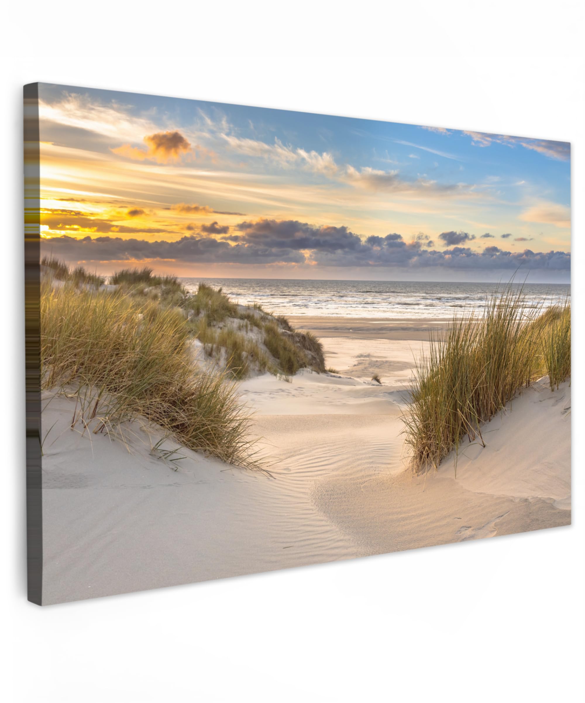 Muchowow Beach - Grass Muchowow© Canvas Wall Art 35"X24" / 90X60 Cm Decor Paintings Prints Framed On Canvas Decorations Wallart Dune - Sunset - Horizon