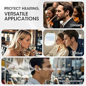 Ear Plugs for Sleeping, Reusable Silicone Earplugs for Noise Reduction, Concert Noise Cancelling Ear Plugs, Shooting Hearing Protection, Work, Travel & Study 45dB SNR Sleep EarPlugs(Dark Black)