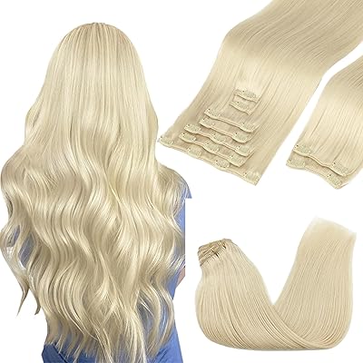 GOO GOO Clip in Hair Extensions Real Human Hair, Remy Human Hair Extensions Clip ins for Women, Natural Human Hair, 22inch 150g 9Pcs, 60A Platinum Blonde