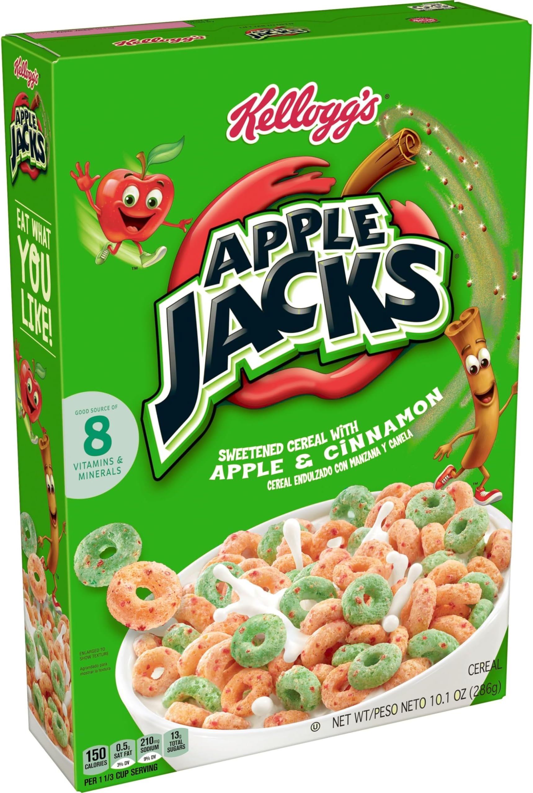 Kellogg's Apple Jacks Breakfast Cereal, Kids Cereal, Family Breakfast, Original, 10.1oz Box (1 Box)