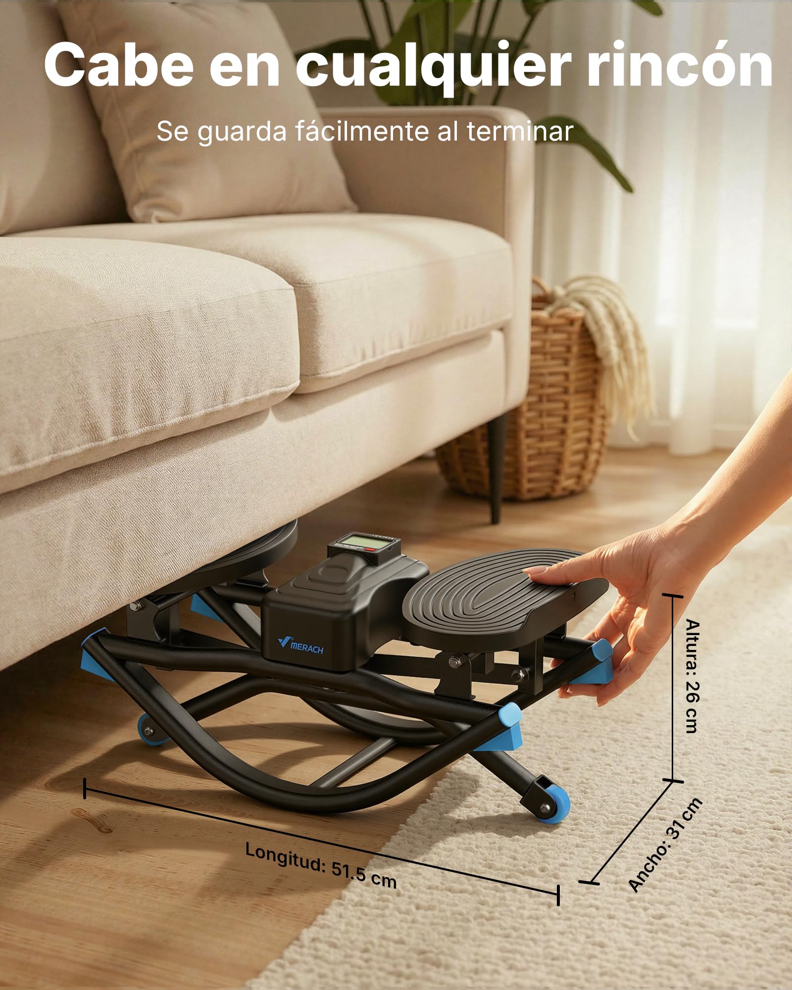 MERACH Stepper para casa con Power Rope, Falda en Forma de U, máx. 150 kg