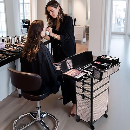 Miniatura 7 de BYOOTIQUE Estuche de tren de maquillaje rodante 4 en 1 profesional de viaje Art Deco Grafito