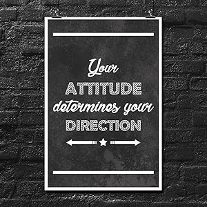 Your Attitude Determines Your Direction Poster Wall Print | Inspirational Motivational Gym Classroom Home Office Dorm | 18 X 12 Inches | SJC260
