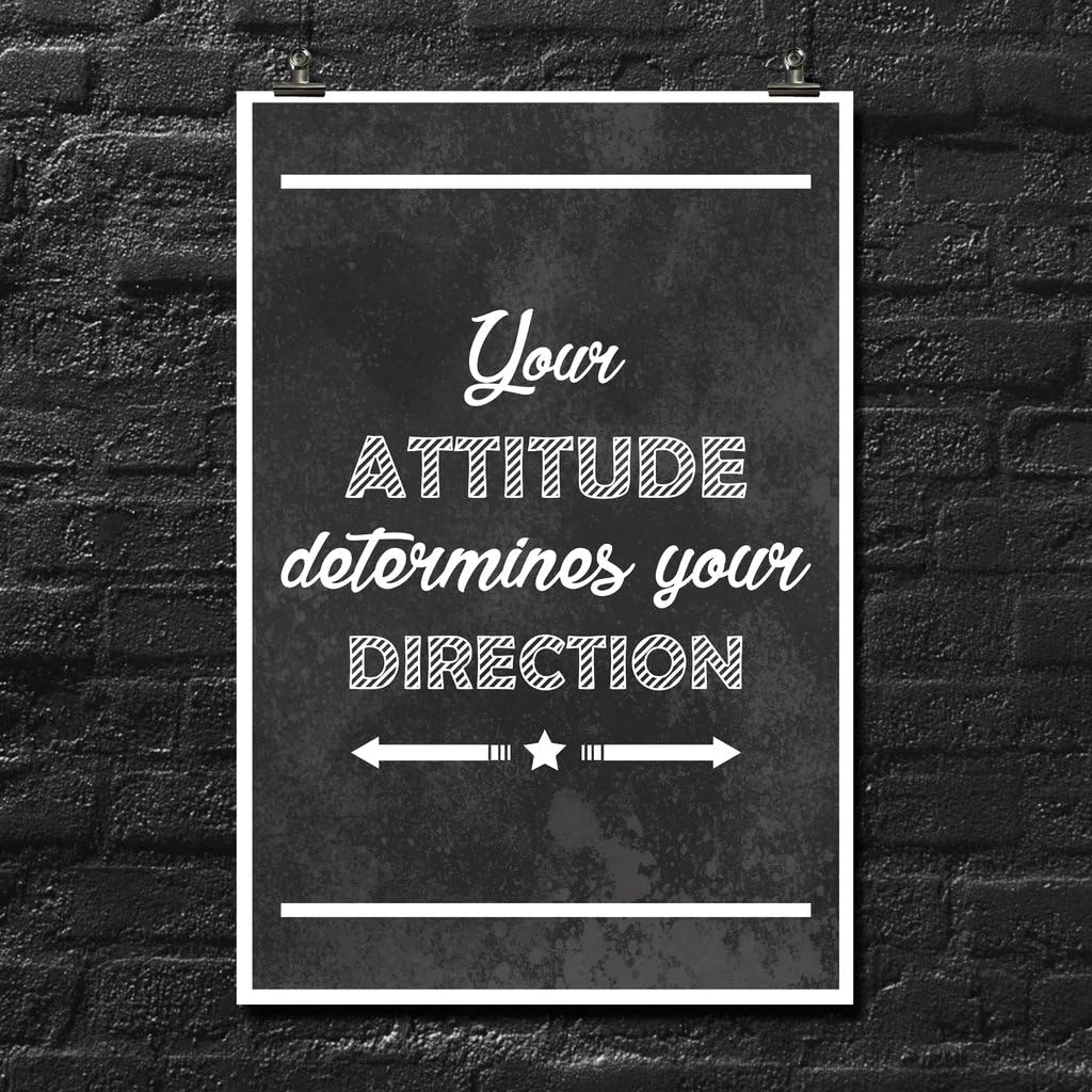 Your Attitude Determines Your Direction Poster Wall Print | Inspirational Motivational Gym Classroom Home Office Dorm | 18 X 12 Inches | SJC260