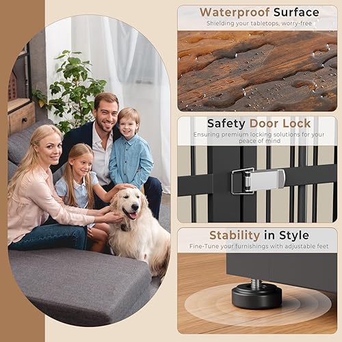 Miniatura 3 de Mueble XXL de 48 pulgadas para perros con 3 puertas, mesa auxiliar de madera resistente para interiores para perros medianos a grandes, múltiples