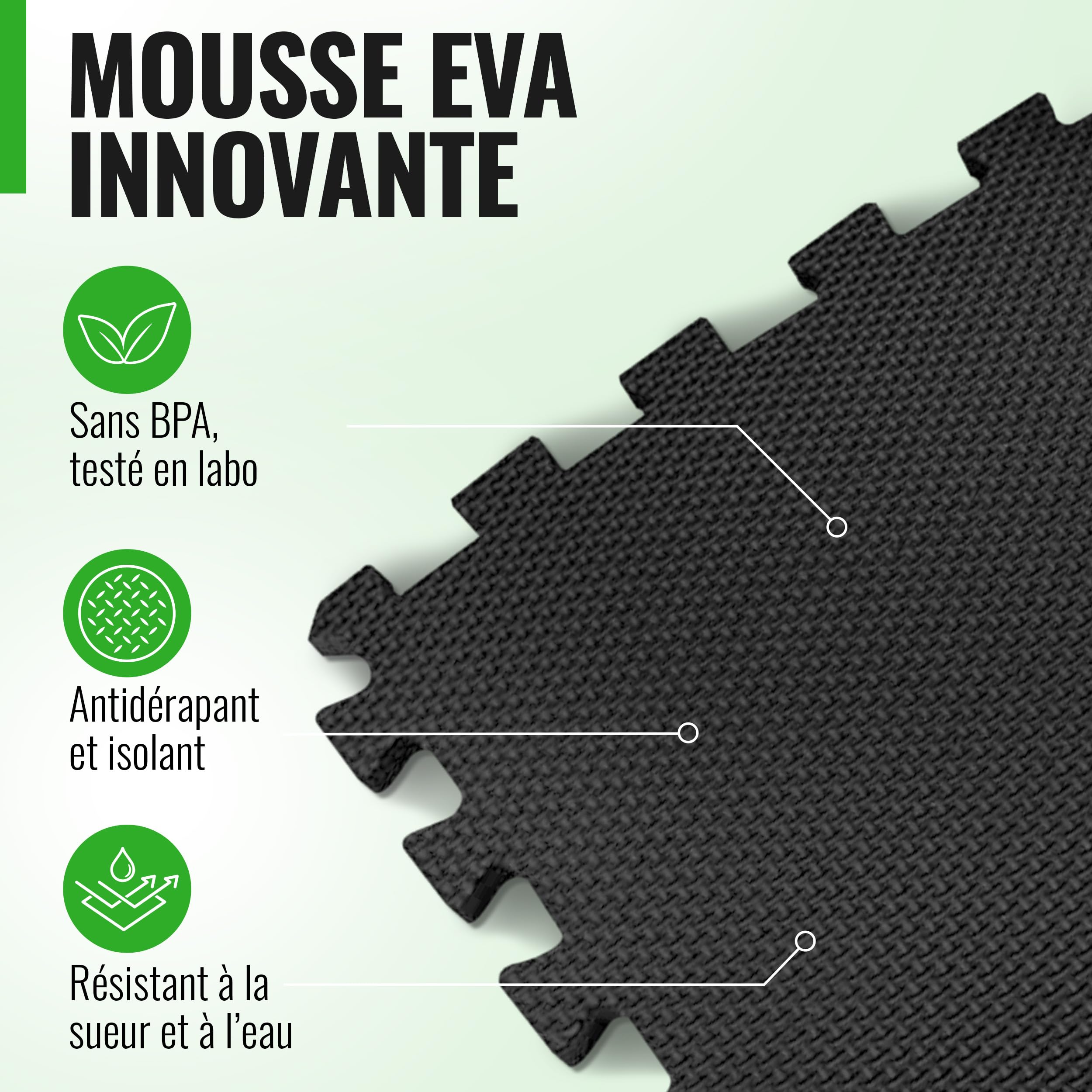 AthleticPro Tapis de protection de sol de fitness, 60 x 60 cm, 18 tapis de sol extra épais, 20 % de protection en plus, tapis de protection antidérapant pour salle de fitness et appareil de fitness