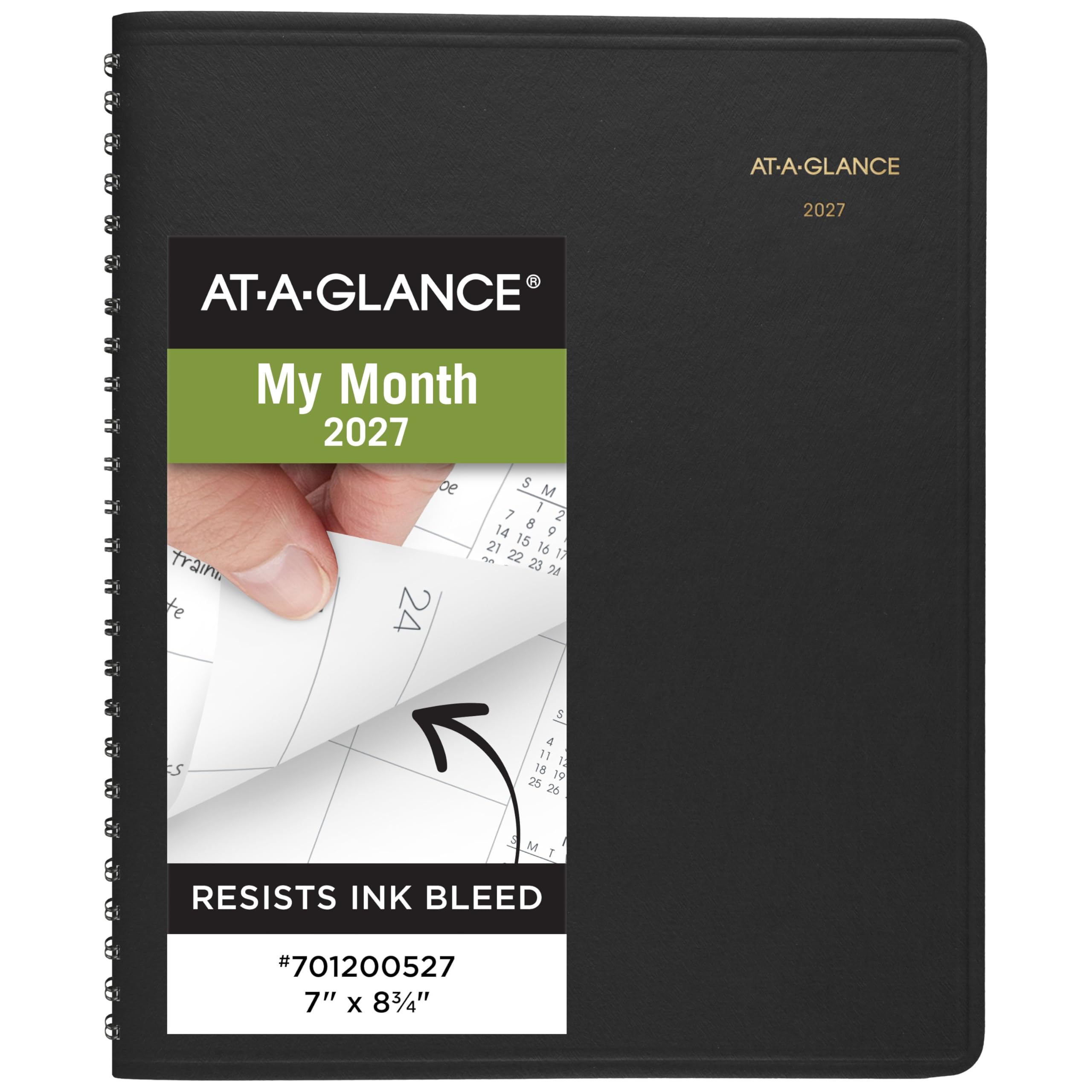 AT-A-GLANCE Agenda 2027, mensile, 17,8 x 22,2 cm, blocchi giornalieri senza righe, nero (701200527)