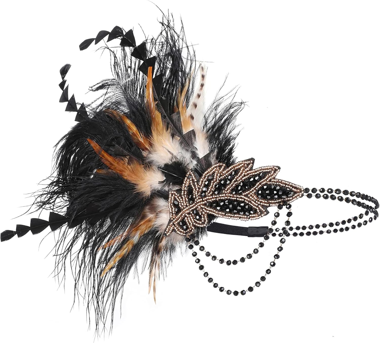 BABEYOND 1920s Flapper Accessories Gatsby Costume Accessories Set 20s Flapper Headband Pearl Necklace Gloves Plastic Holder - Image 3