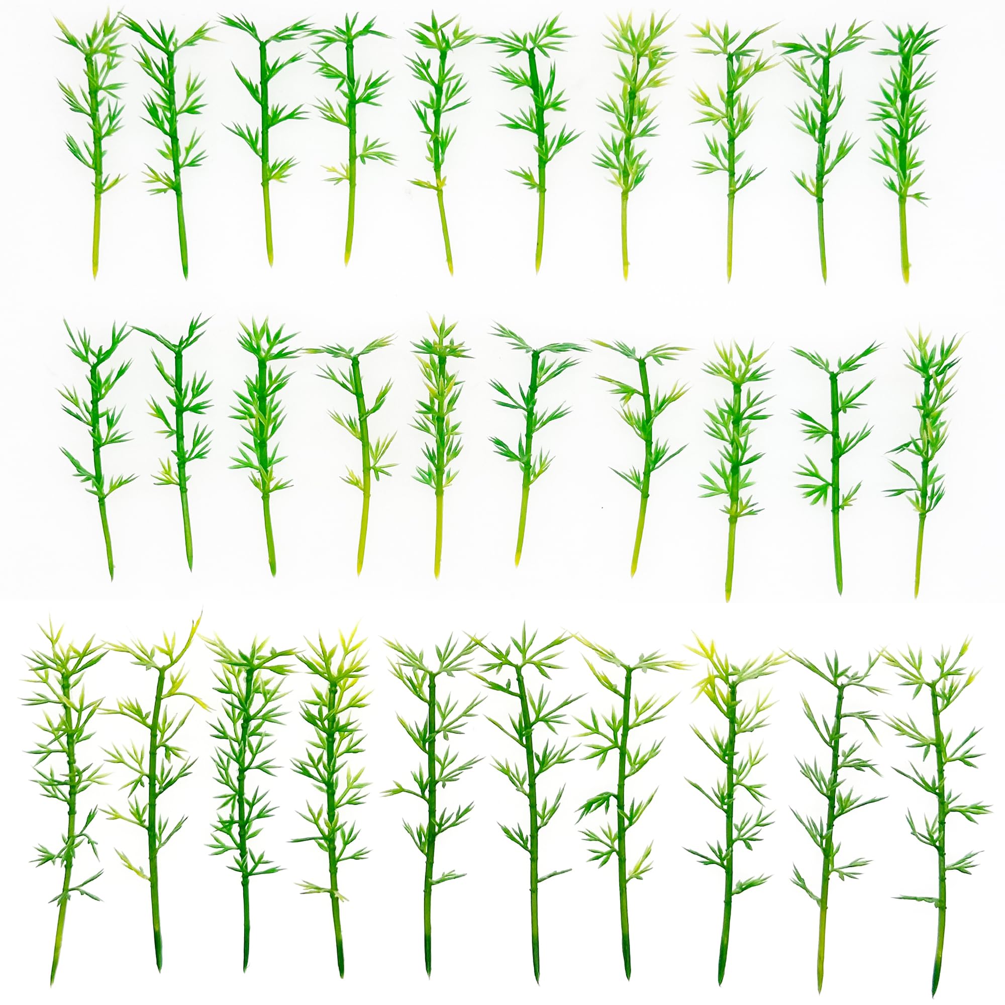 Attuslla Model Miniature Bamboo Trees, Green Plastic Bamboo Trees for Building Model, Home Miniature Landscape Landform Diorama Project, 100 PCS, 2.36 and 3.15