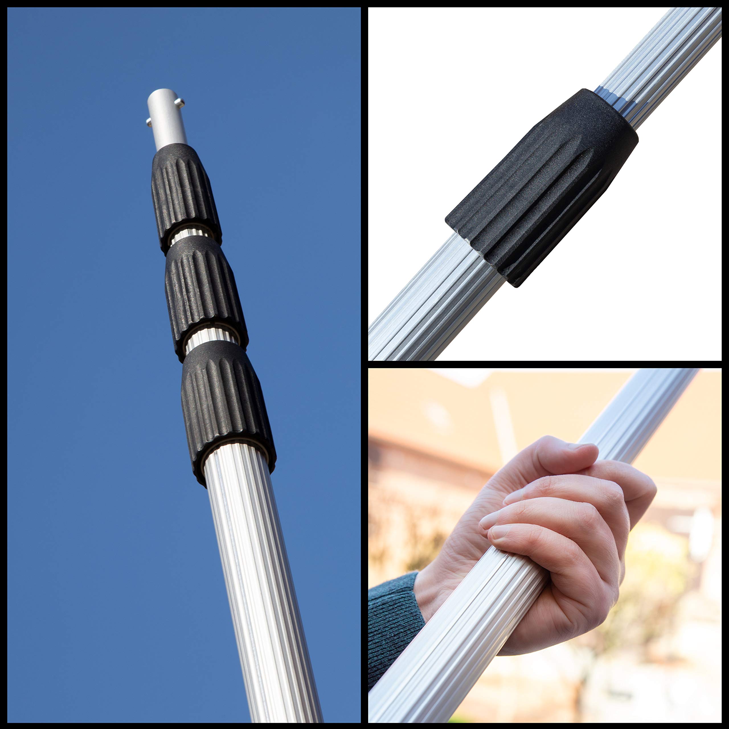 FenWi Teleskop Baumpflege Gartengeräte Set mit 6m Aluminium Teleskopstange, Astschere (Raupenschere mit Zugschnur), Astsäge, Obstpflücker und Baum-Haken - bis zu 8,50m Höhe