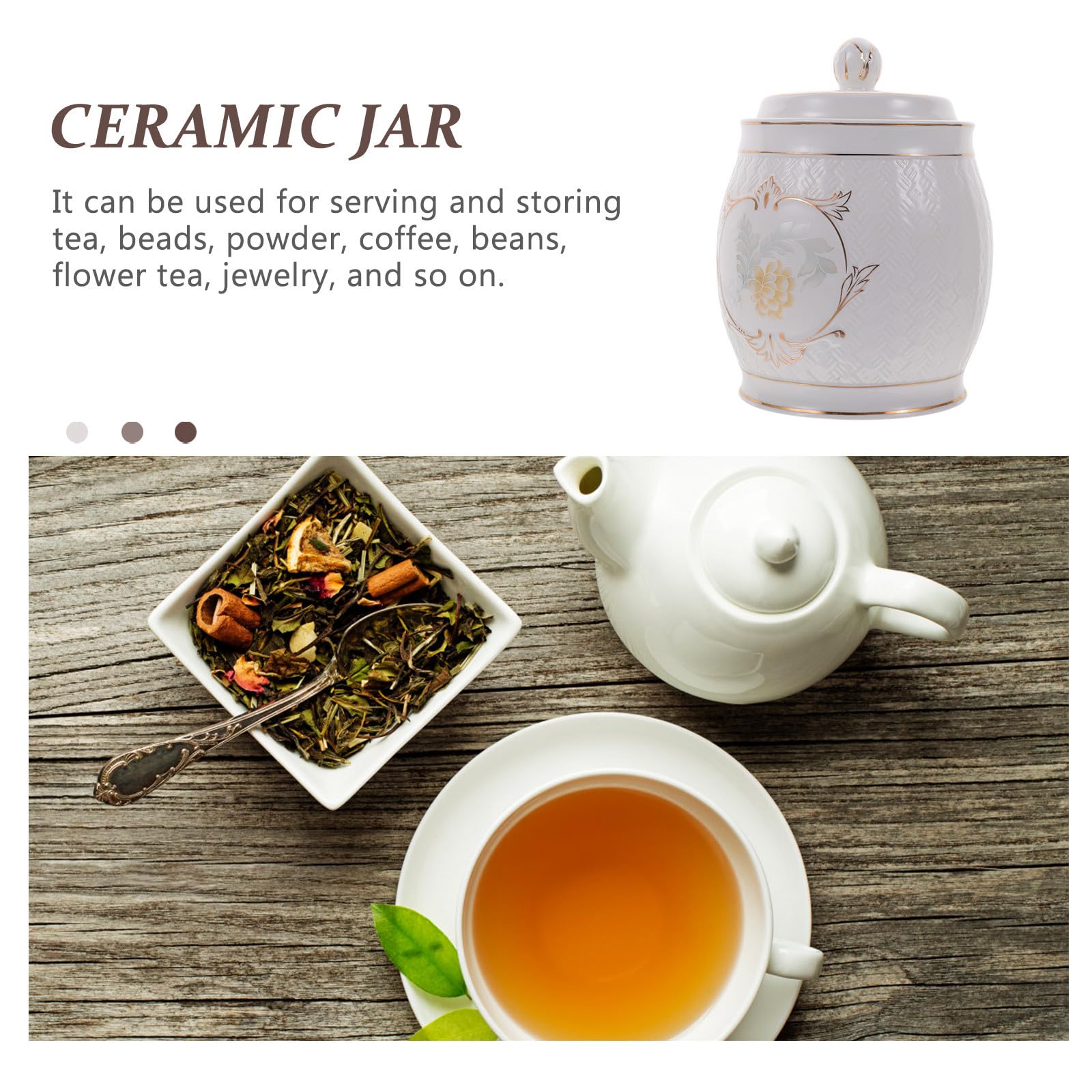 SHOWERORO Tarro para Almacenamiento de Té y Cereales de 1600ml con Tapa Hermética de Cerámica Blanco Fácil de Limpiar y Ahorro de Espacio en Cocina