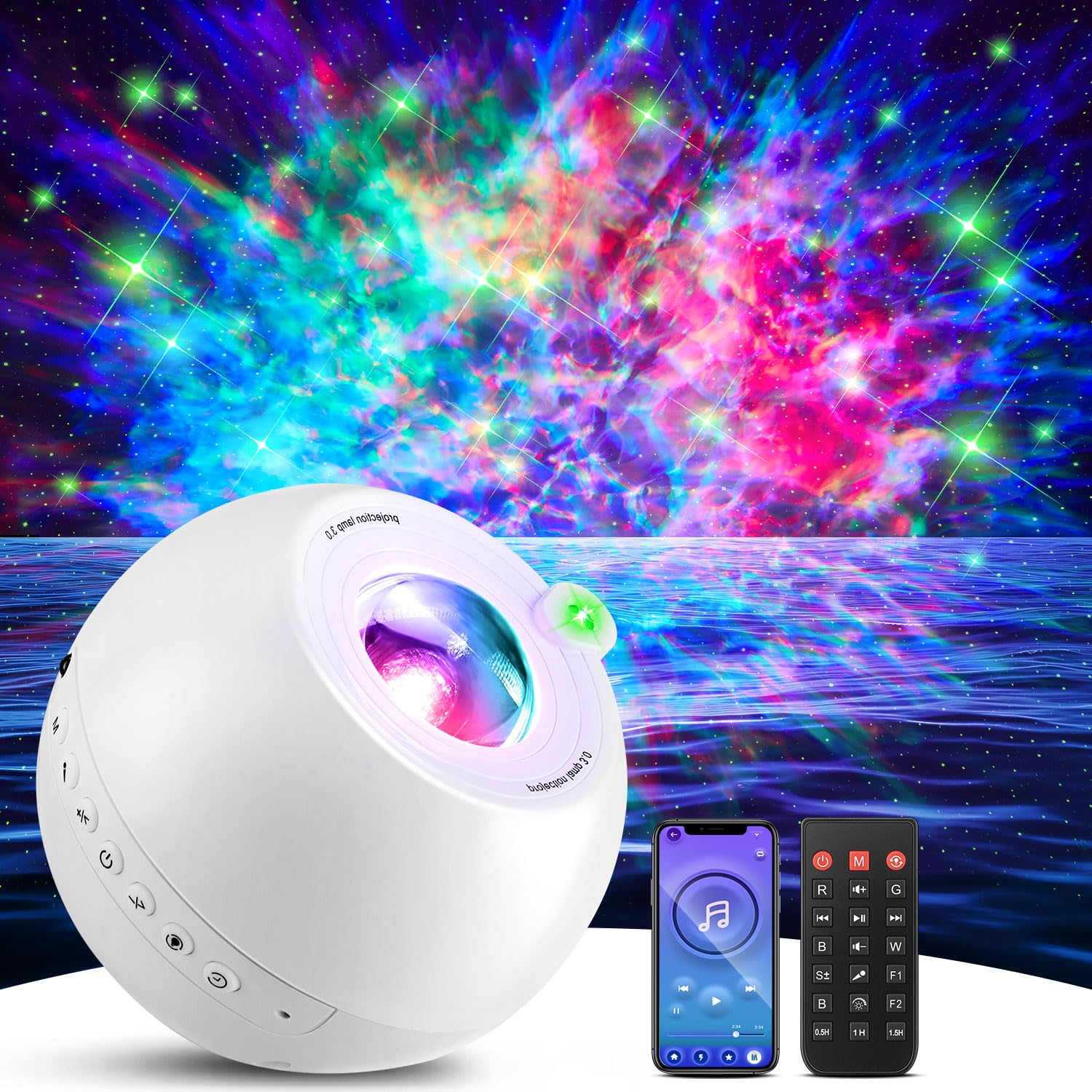 Star Projector, 【105 Effects+Dimmable】 Galaxy Projector Light for Bedroom, 【15 White Noises+Bluetooth】 Galaxy Light, 【Remote+Timer】 Sensory Lights
