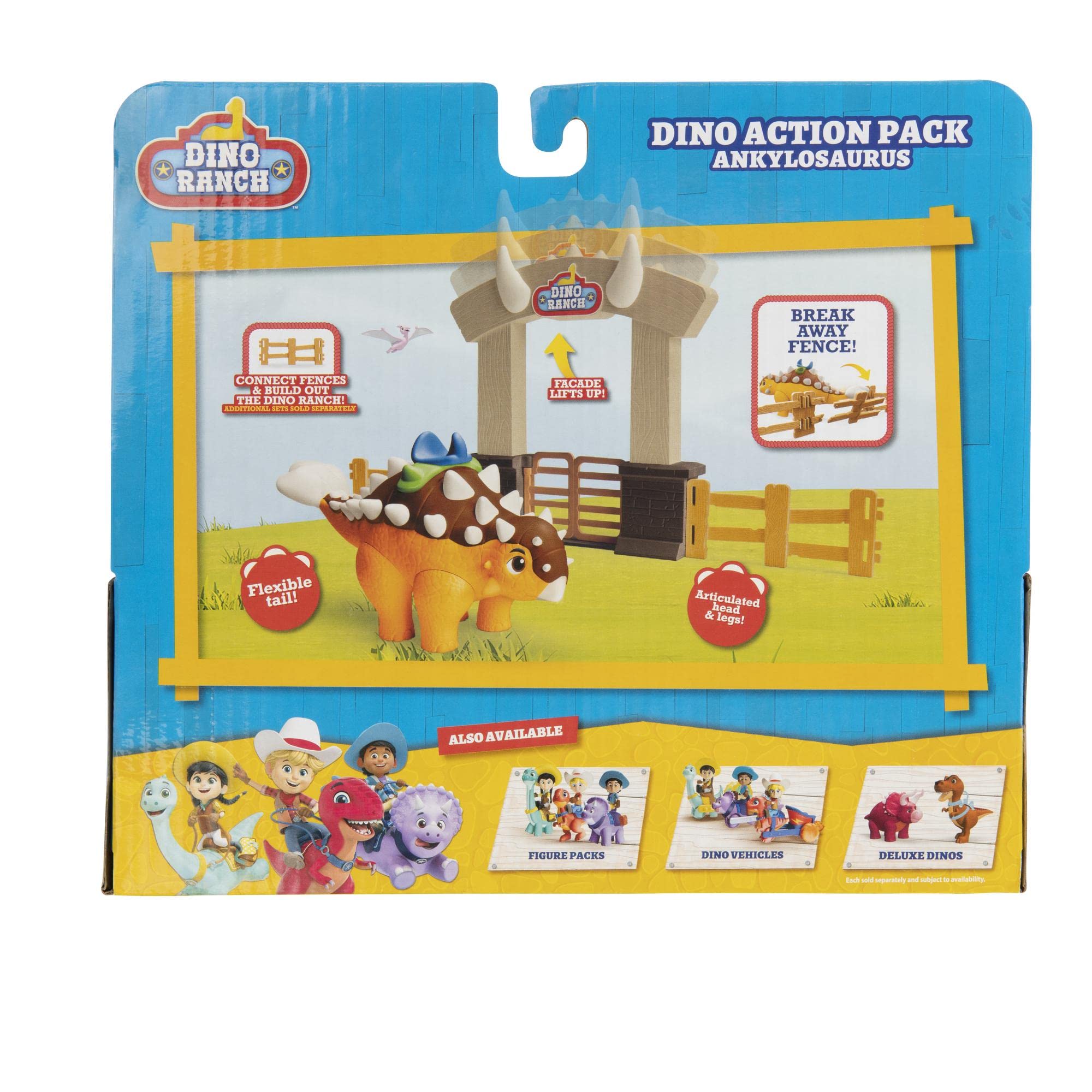 Dino Ranch DNR0023 Dino Action Pack Brontosaurus-4 pezzi di recinzione per collegare quattro stili per collezionare giocattoli per bambini con i tuoi allevatori pre-Westoric preferiti, multi
