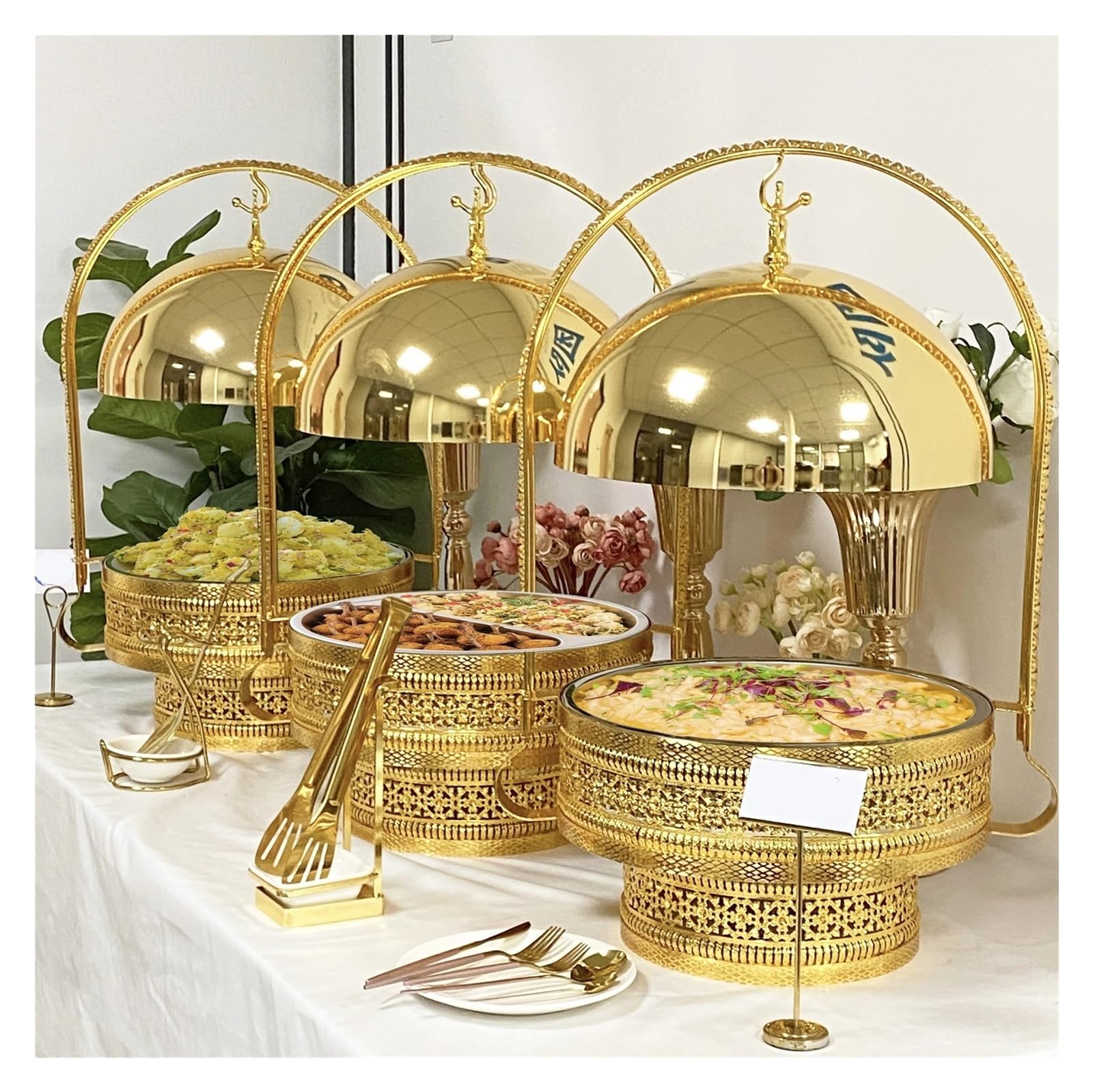 8L Chafing Plat Set Single Pot, plateau buffet chaud en acier inoxydable pour la restauration Party.Easy Clean Lid Garde Les Repas Chauds.Plats de service polyvalents pour les événements et l'utilisat