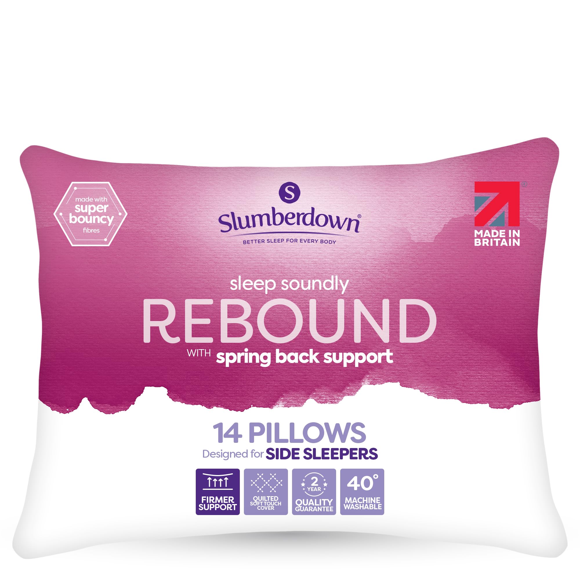 Slumberdown Pillows 14 Pack Hotel Quality – Firm, Plump Hypoallergenic Pillows for Back & Side Sleepers, Sleep Better. Feel Better