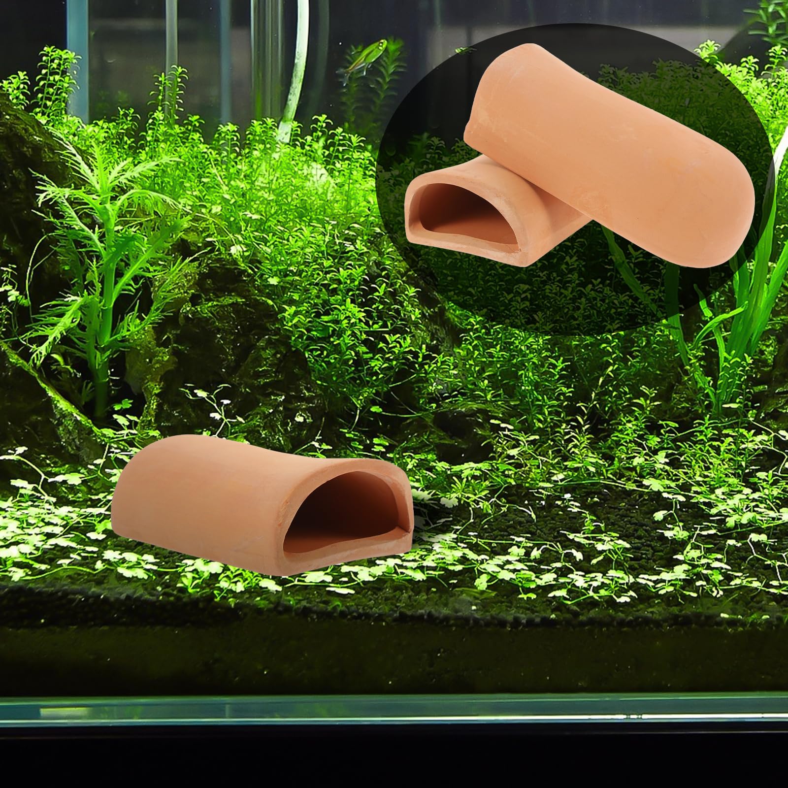 Amosfun Lot de 2 incubateurs de poissons - Décoration d'aquarium - Décoration à la main - Grotte d'élevage de crevettes - Abri de poisson - Résistant à l'usure - Céramique - Ardoise