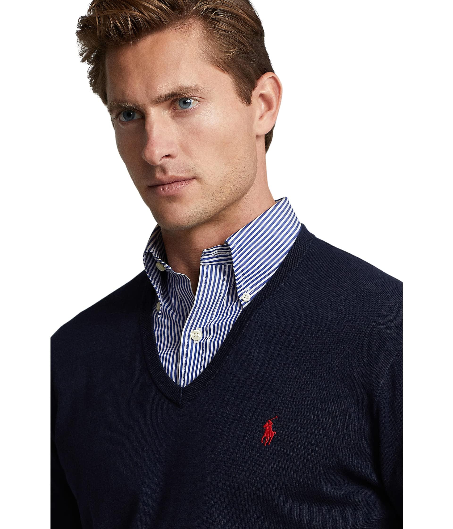 Polo Ralph Lauren Herren-Pullover aus Baumwolle mit V-Ausschnitt