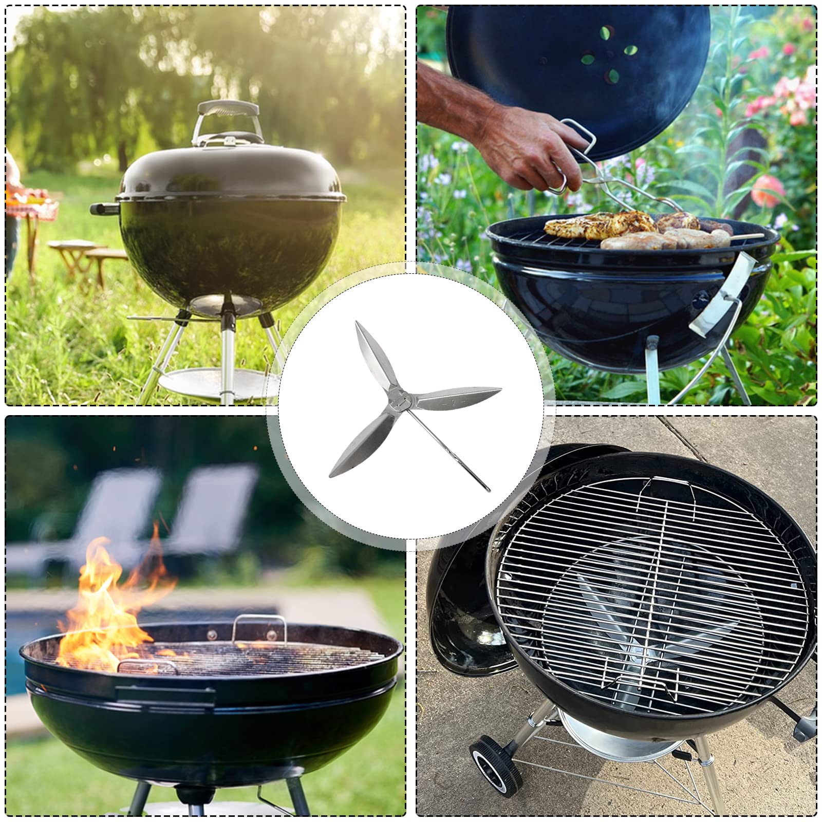 Lot de 2 systèmes de Nettoyage One Touch de 57 cm, compatibles avec Les pièces de Barbecue Weber, 7444 Weber Kettle Barbecues