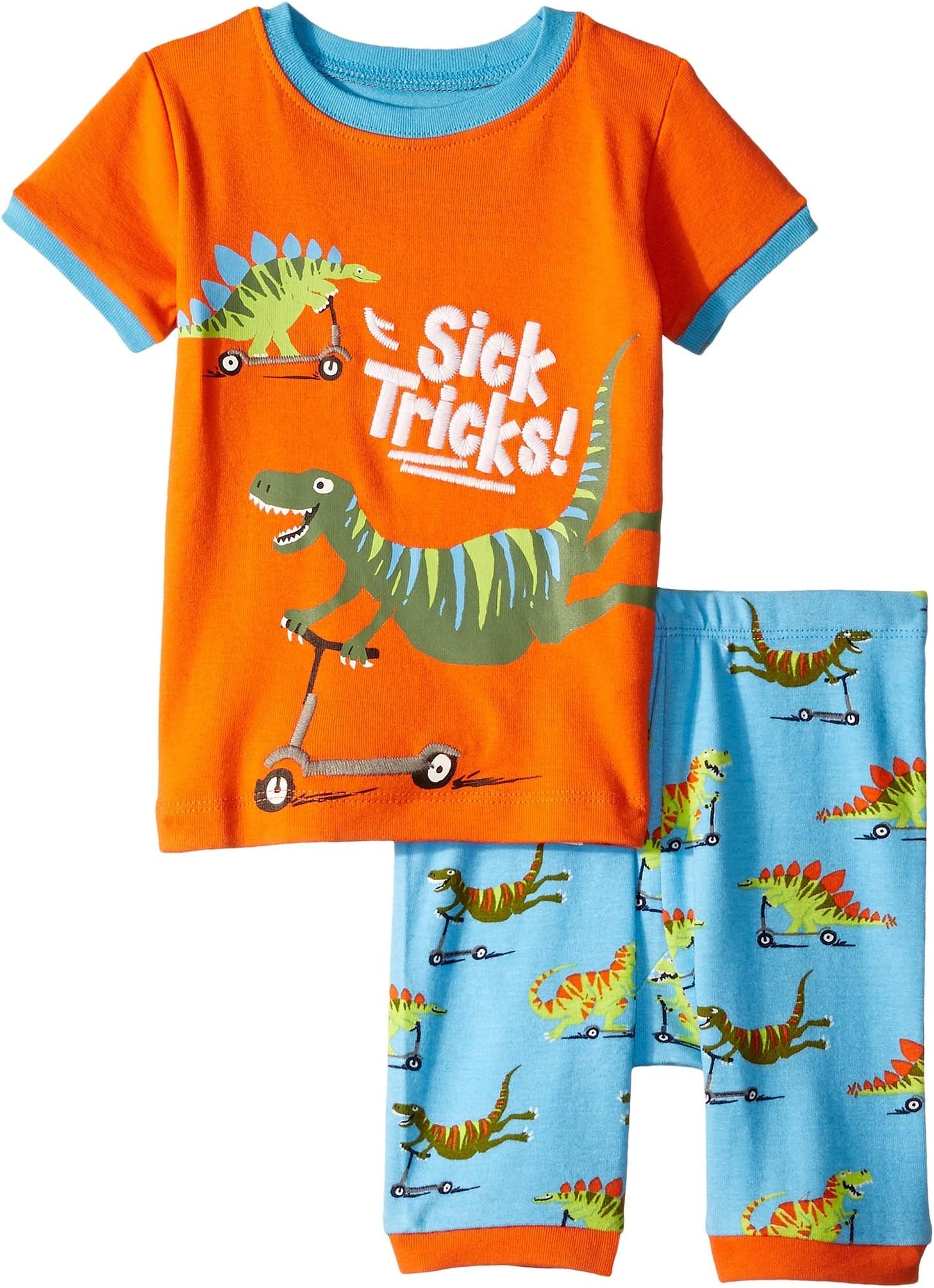 Scooting Dinos Applique Organic Cotton Short Pajama Set (Toddler/Little Kids/Big Kids)