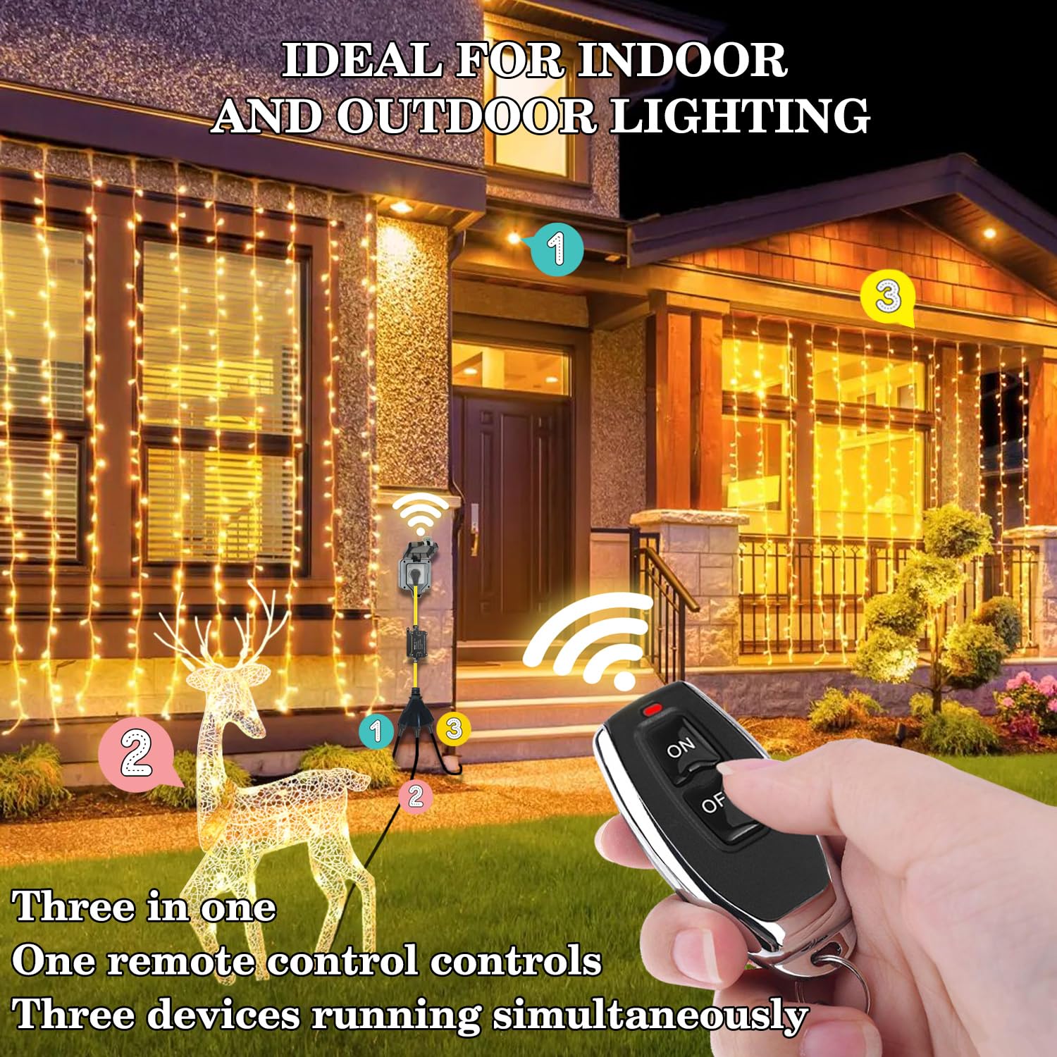 AC110V Outdoor Wireless Remote Control Power Switch AC110V 120V 250V 20A Heavy Duty Weatherproof Smart Outlet Plug with — view 5