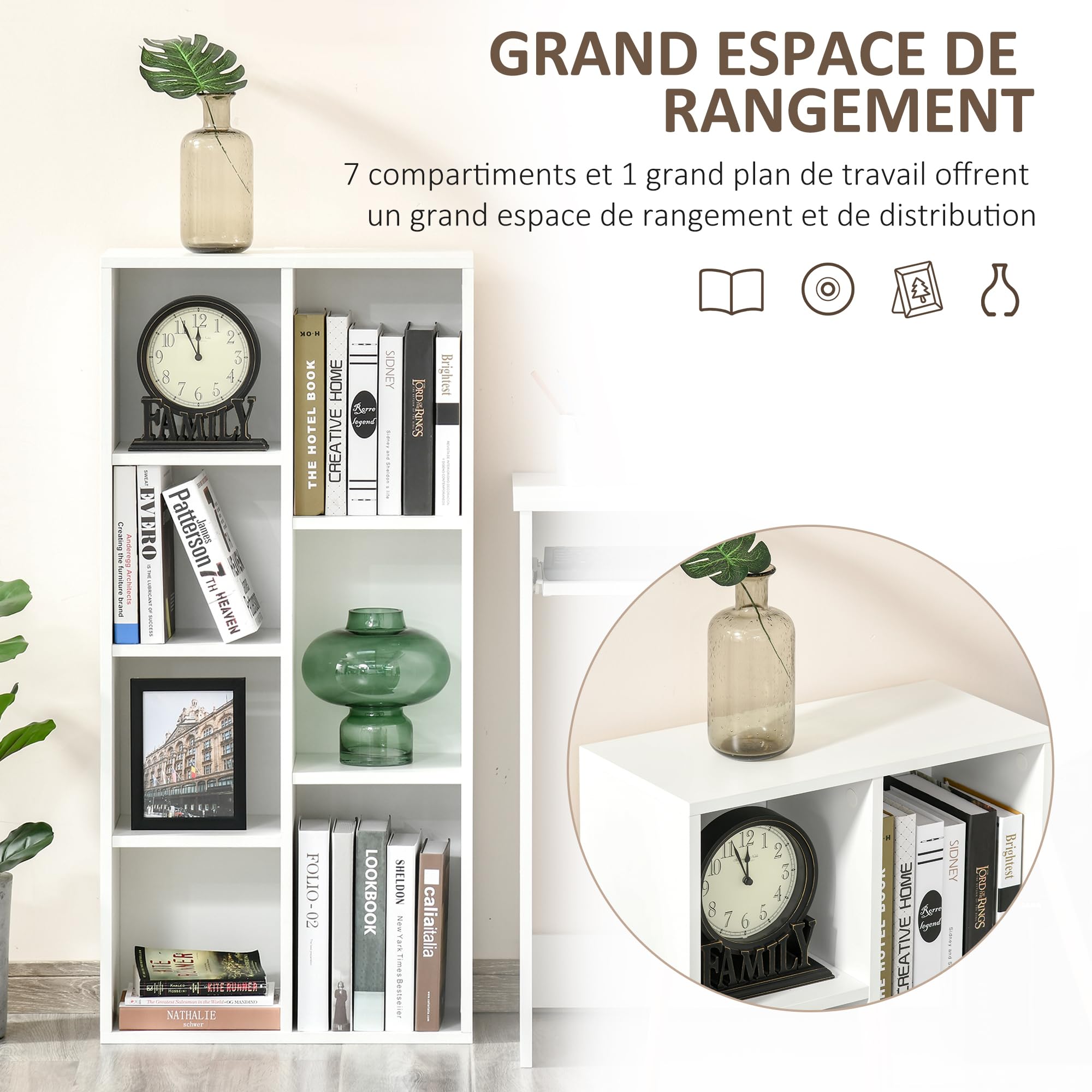 Omkeerbaar bureau boekenkast, theonie naturel La Redoute Interieurs | La Redoute