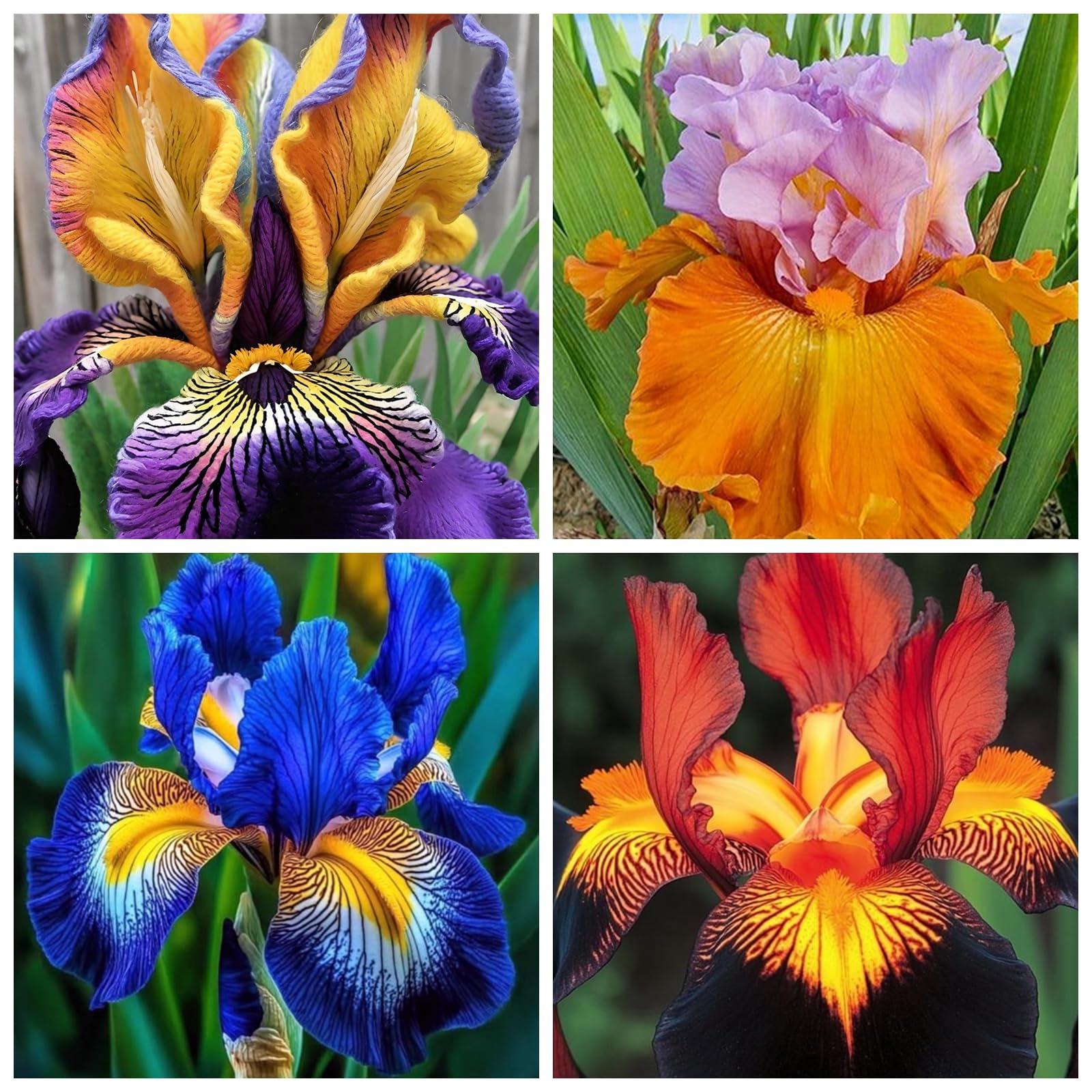 Perennial Early Flowering Iris Rhizomes with Spring Blooms, Low Maintenance Varieties Perfect for UK Borders, Potted Containers and Wedding Fresh Cut Flowers-6bulbs-C