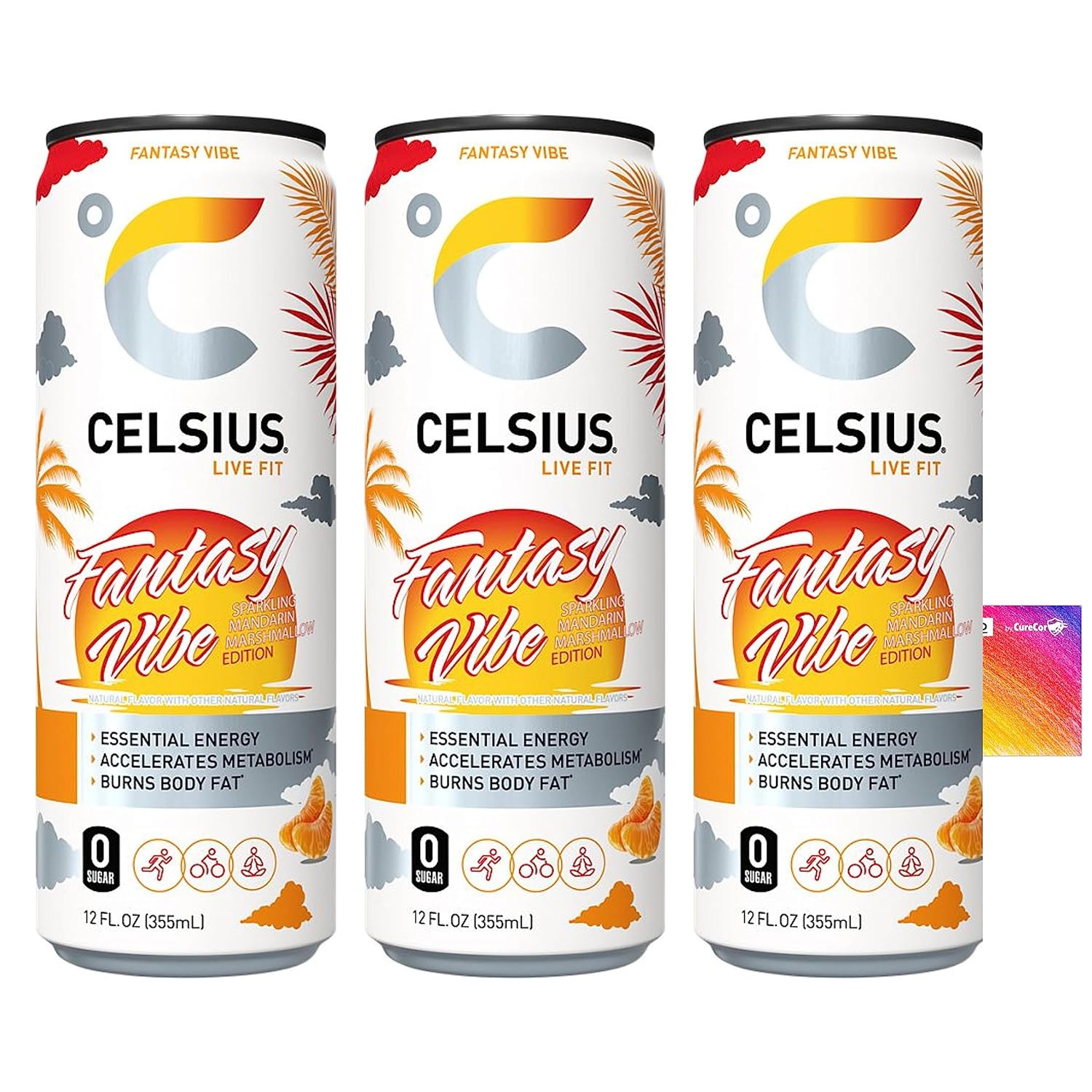 CURECOR CelsiusSparkling Energy Drink Three (3) Cans of
