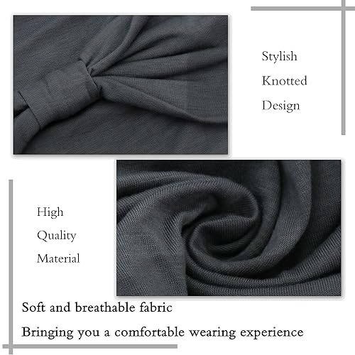 Miniatura 2 de Paquete de 4 diademas anchas para mujer, color negro, elegante, elástica, anudada, turbante de humedad, para entrenamiento, bandas para el sudor