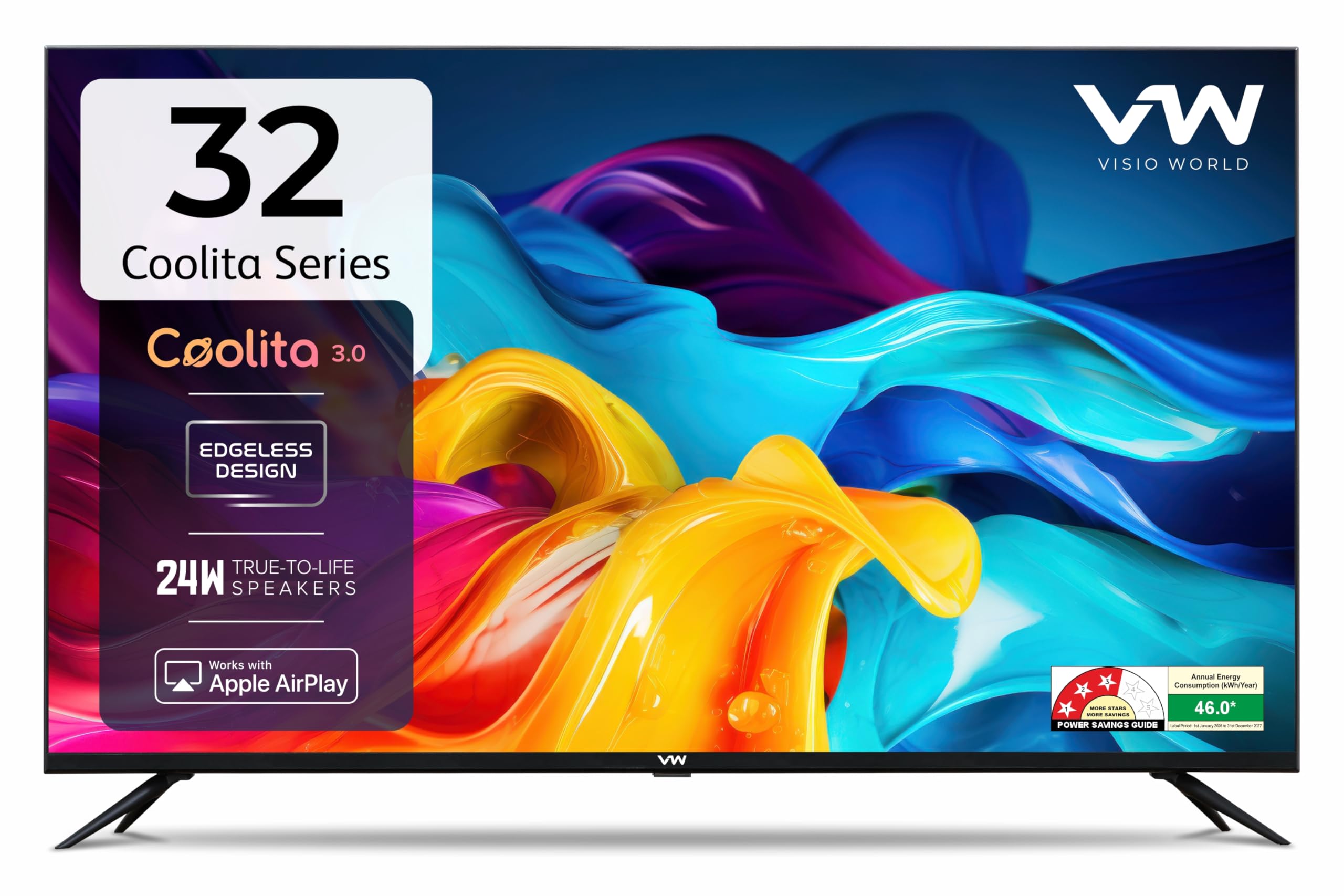 VW 80 cm (32 inches) Linux Frameless Series HD Ready Smart LED TV VW32C3 (Black) | with 18 Months Warranty