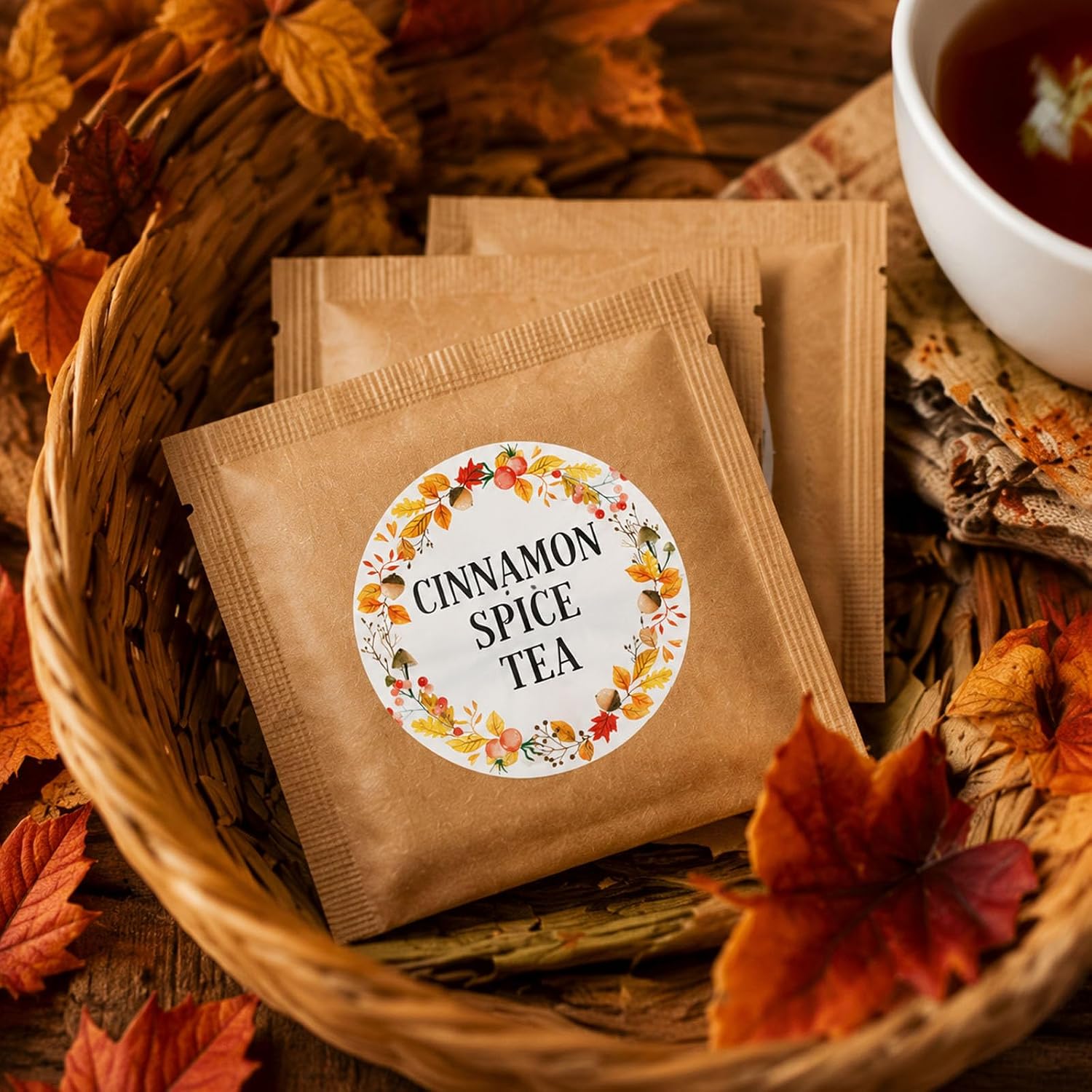 Fall Thermal Labels, 2 Inch Round, 500 Pcs, 4 Autumn Designs image 4