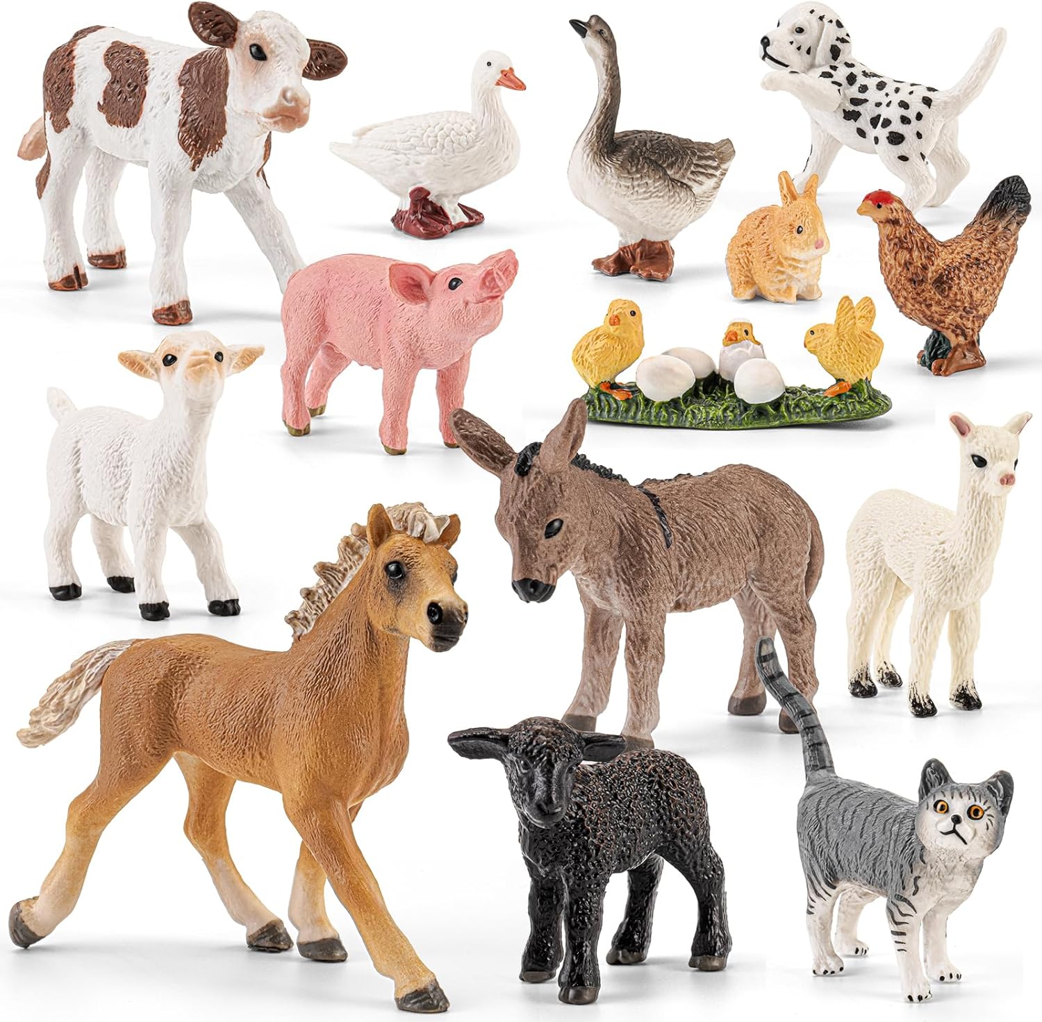 14Pcs Farm Animal Figurines Set, Farm Animals Toys for Toddlers 3-5, Small Barn Toys Animal Figures Playset for Kids 3-7, Preschool Farm Toys for Boys Girls, Birthday Gifts Cupcake Toppers
