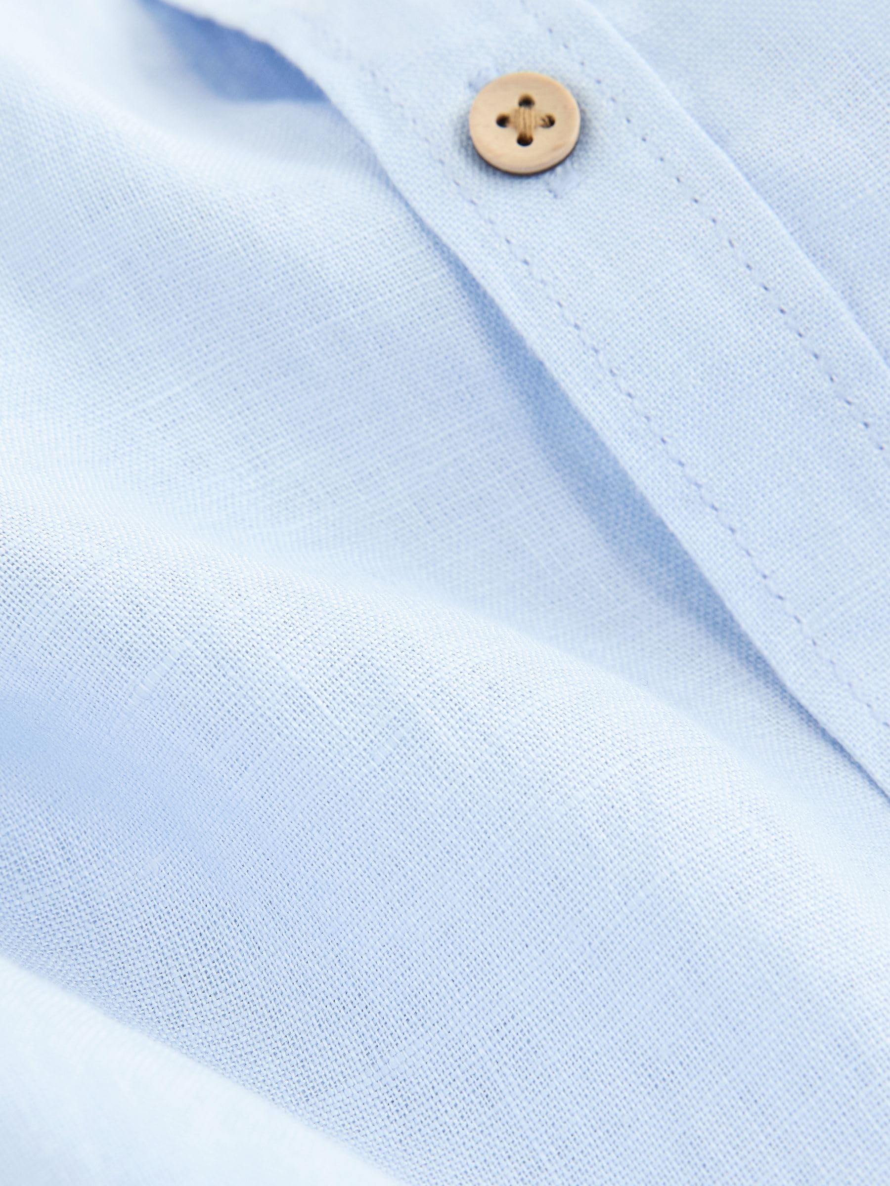 NEXT Ragazzo Camicia in Lino a Maniche Lunghe