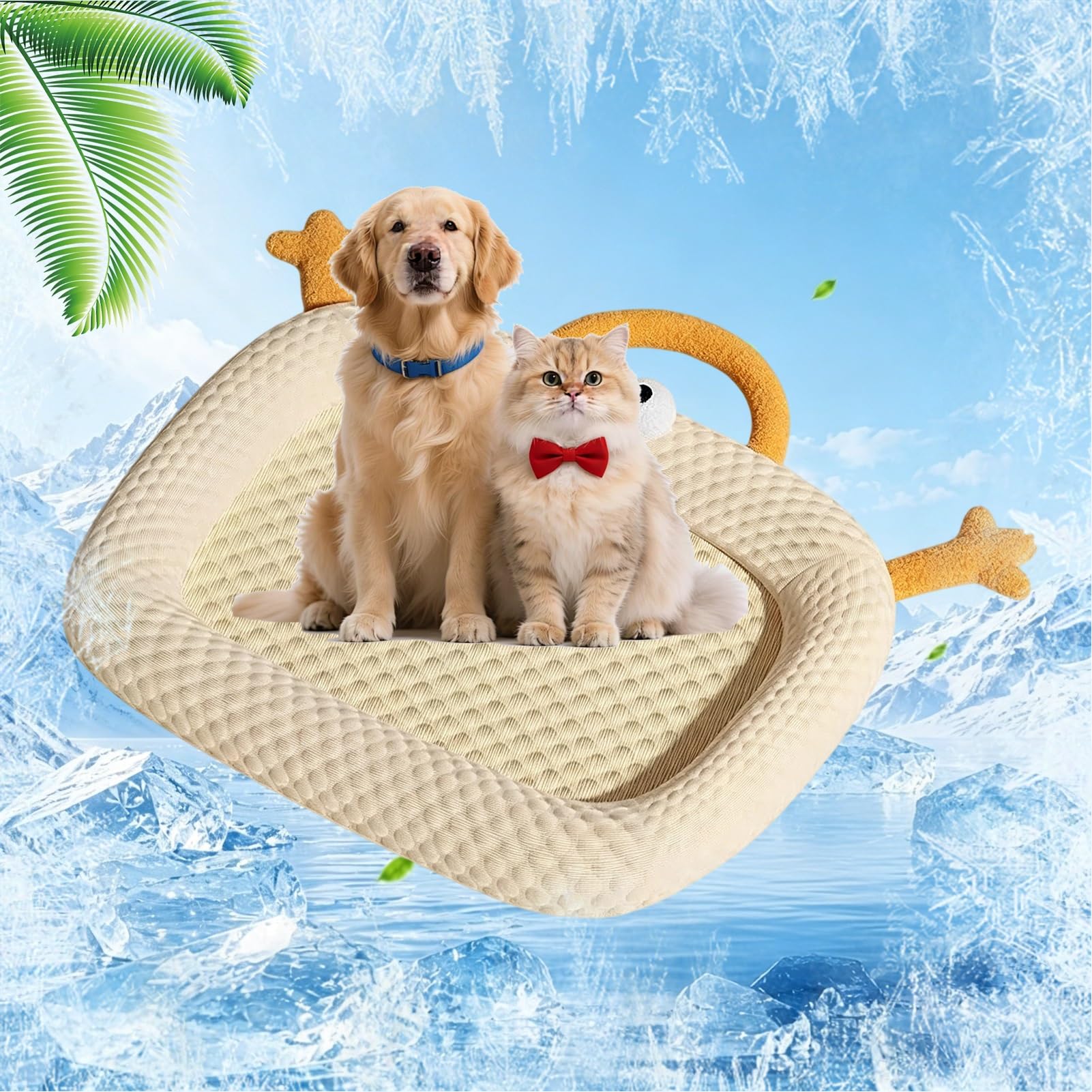 Indoor Cooling Mat for Dogs, Cat Cooling Bed(Yellow,XXL-85 x 65cm)