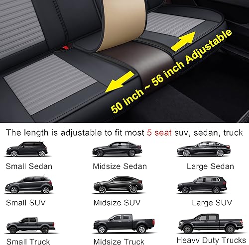 Miniatura 84 de LINGVIDO - Fundas de piel sintética con respaldo para asiento de automóvil, transpirables, impermeables, universal y antideslizante, para SUV, Beige