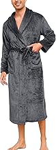 Vlazom Mens Dressing Gown Plush Fleece Bathrobe with Shawl Collar Robe, Soft Warm Men's Robes Spa Bath Thick Housecoat with Pockets S-XXL