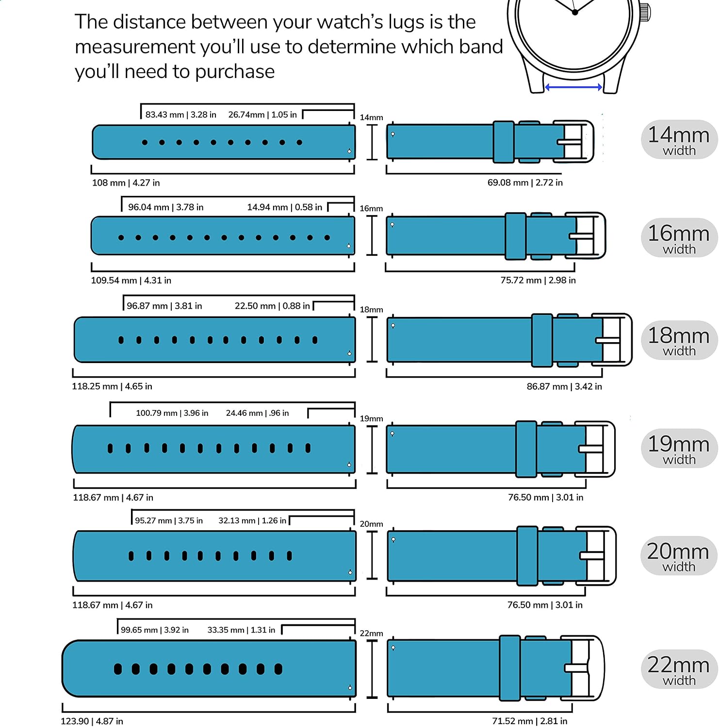 GadgetWraps 22mm Silicone Watch Band Strap with Quick Release Pins Compatible with Fossil, Pebble, Samsung Aqua Blue, 22mm