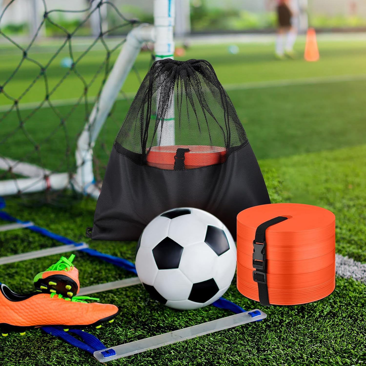 Silipull 6 inch Flat Cones Spot Markers Non-Skid Floor Hole Soccer Cones Field Court Spot Markers Flat Discs Soccer Training Equipment for Football Sports Speed Agility Practice