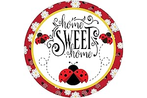 Ladybug Sign, Round Metal Tin Sign for Home Decor