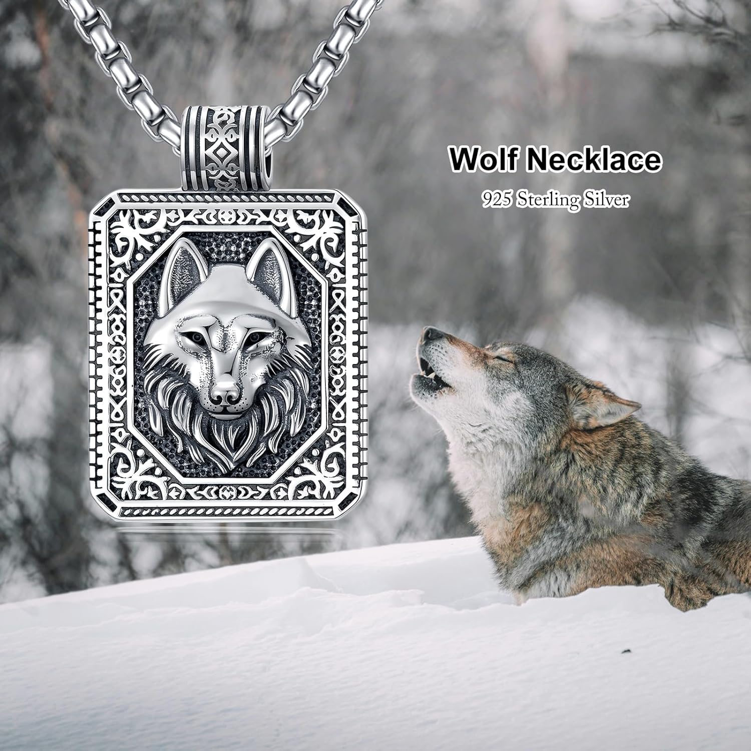 PELOVNY Lion Necklace 925 Sterling Silver Eagles Chain Wolf Pendant Leo Necklace Lion Jewelry Anniversary Birthday Gifts for Men Women - Image 2