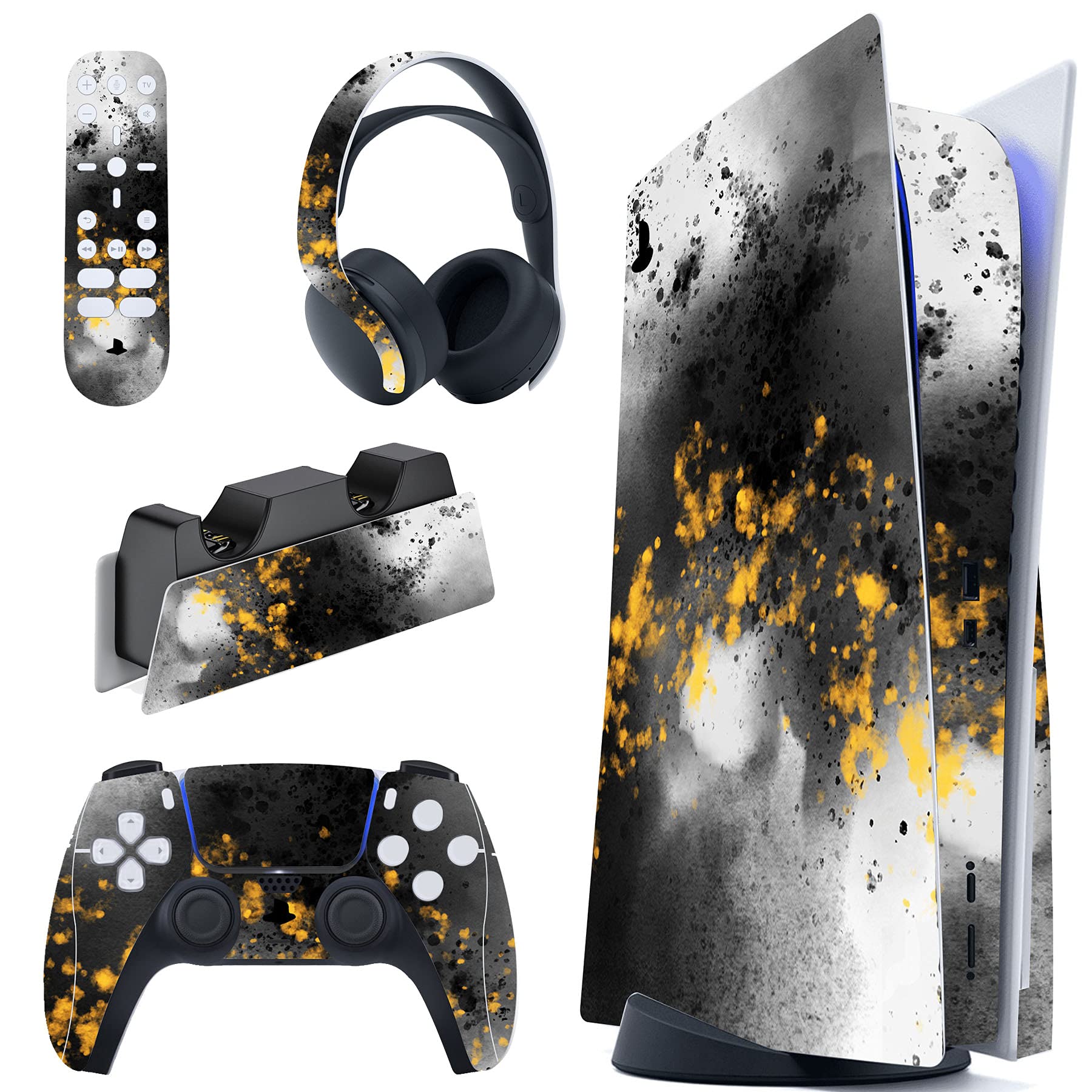 PlayVital Secret Realm Full Set Skin Decal for PS5 Console Disc Edition, Sticker Vinyl Decal Cover for PS5 Controller & Charging Station & Headset & Media Remote