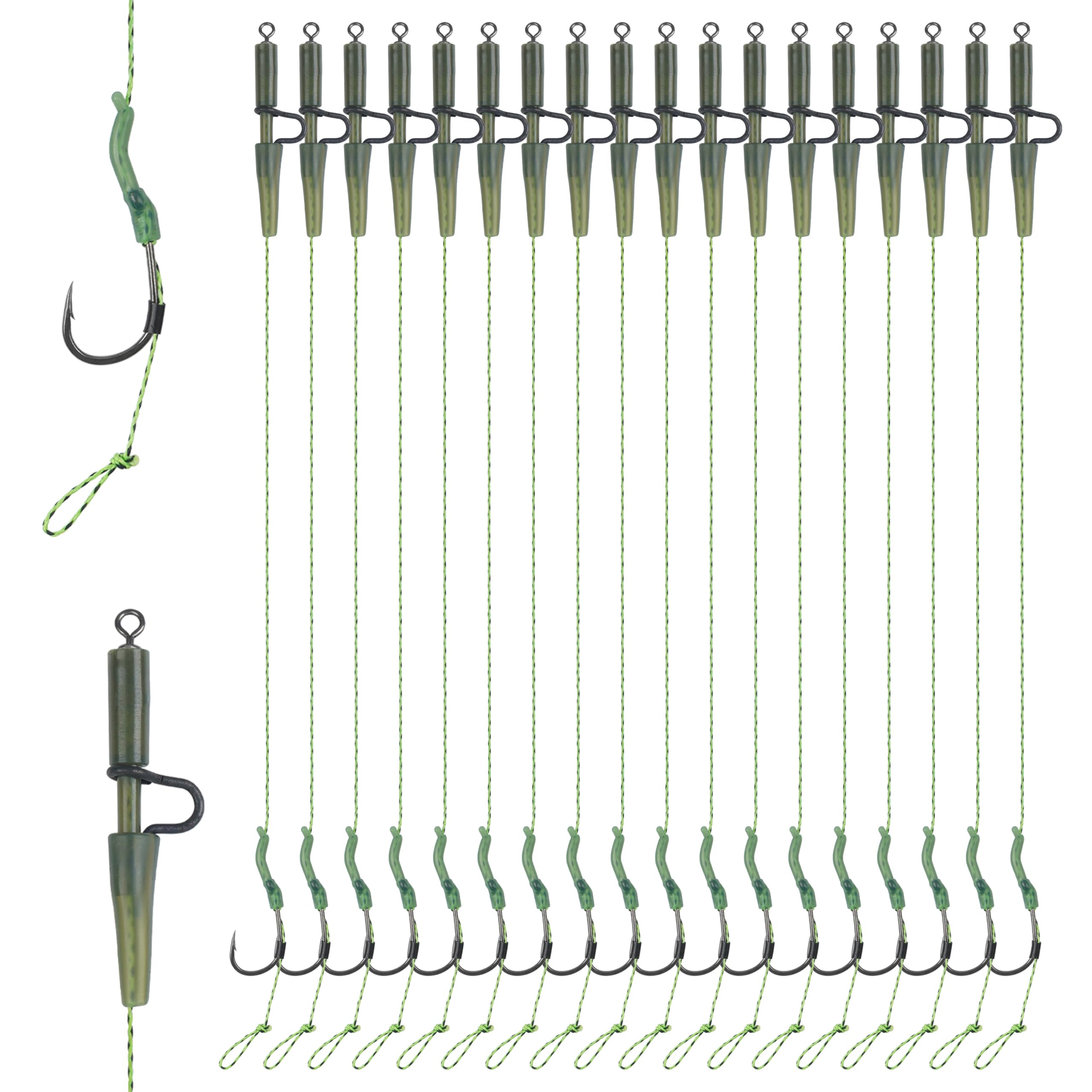 6er Set Karpfen-Vorfach – 70 Cm, 45 Lb, Alubeschichtet, 16-fach Geflochten, Mit Drehwirbel – Für Karpfenangeln, Flache Gewässer 6er Set Karpfen-Vorfach – 70 Cm, 45 Lb, Alubeschichtet, 16-fach Geflochten, Mit Drehwirbel – Für Karpfenangeln, Flache Gewässer