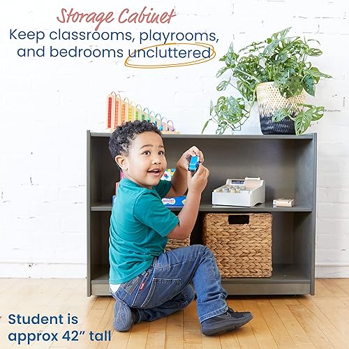 Miniatura 4 de ECR4Kids 2-Shelf Mobile Storage Cabinet, Classroom Furniture, Grey Wash Gris (Grey Wash),Blanco Cal,https://www.amazon.com/dp/undefined