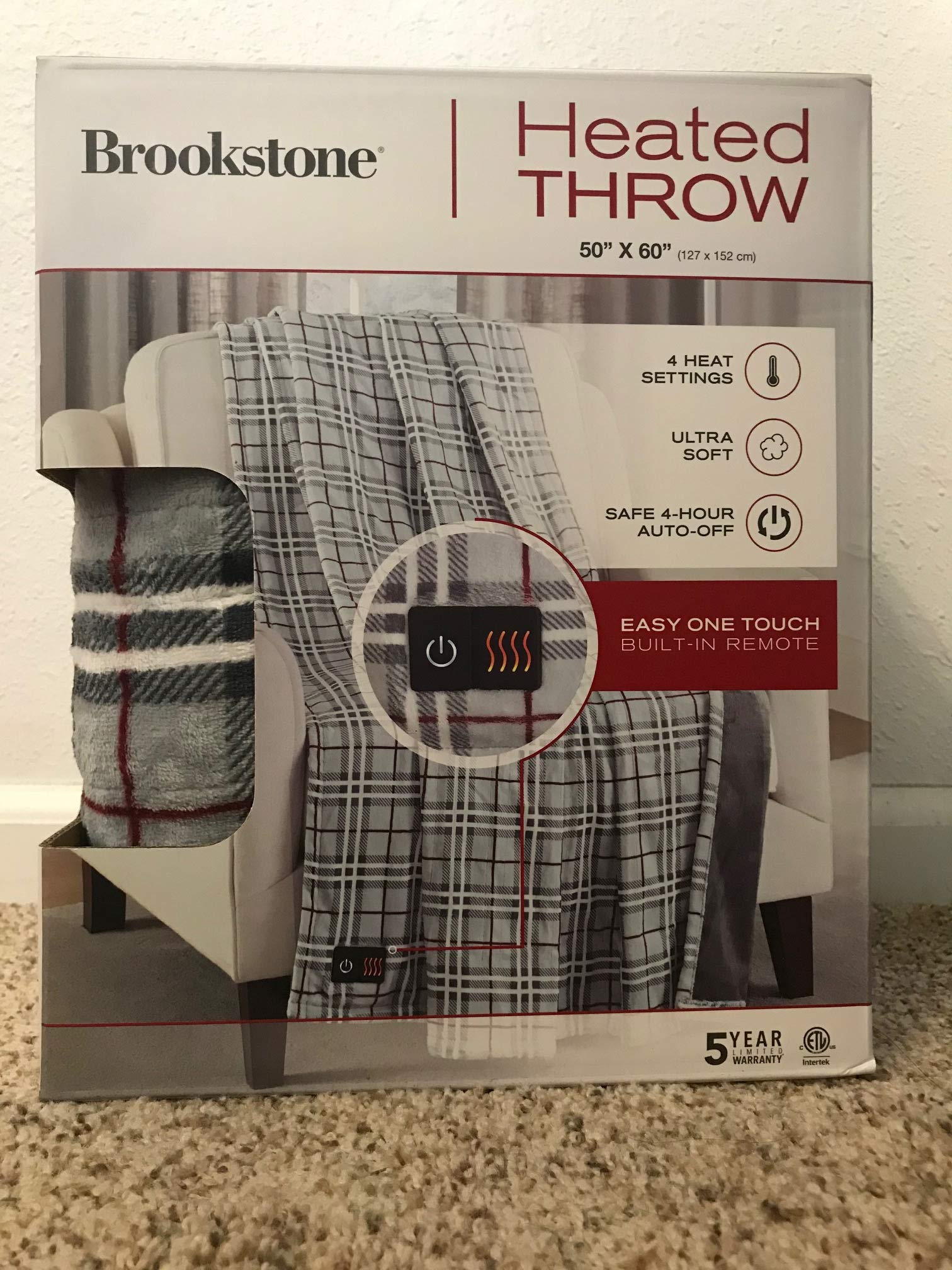 Brookstone Luxurious Electric Heated Throw 4-Heat Settings Easy One Touch  Built-in Remote Light Green : Amazon.sg: Home
