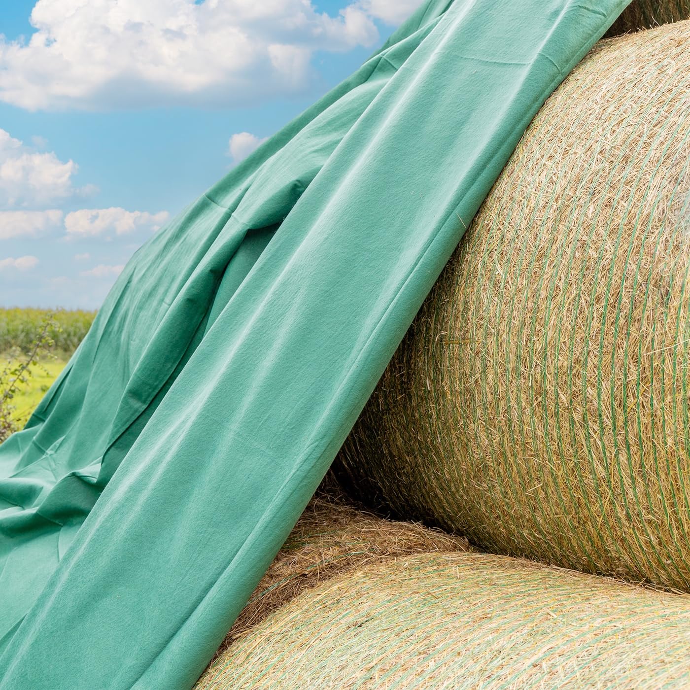 VOSS.farming Heuvlies 12,2 x 6m, Strohvlies, Strohballenschutz, Rundballen-Vlies 140g/m²